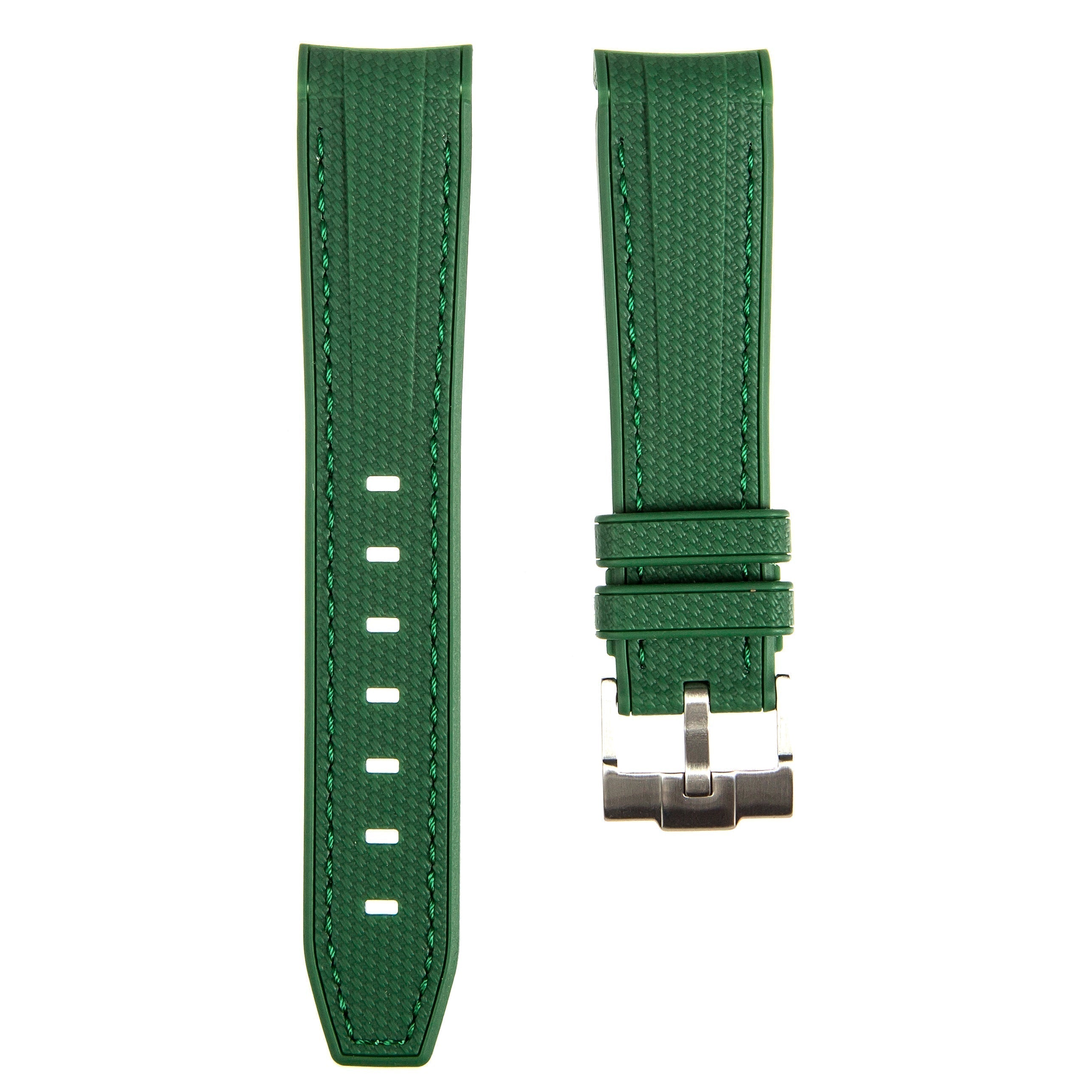 Stunning Orange Textured Curved End Rubber Watch Strap with White Stitch for Omega Seamaster Diver 300M (2405)