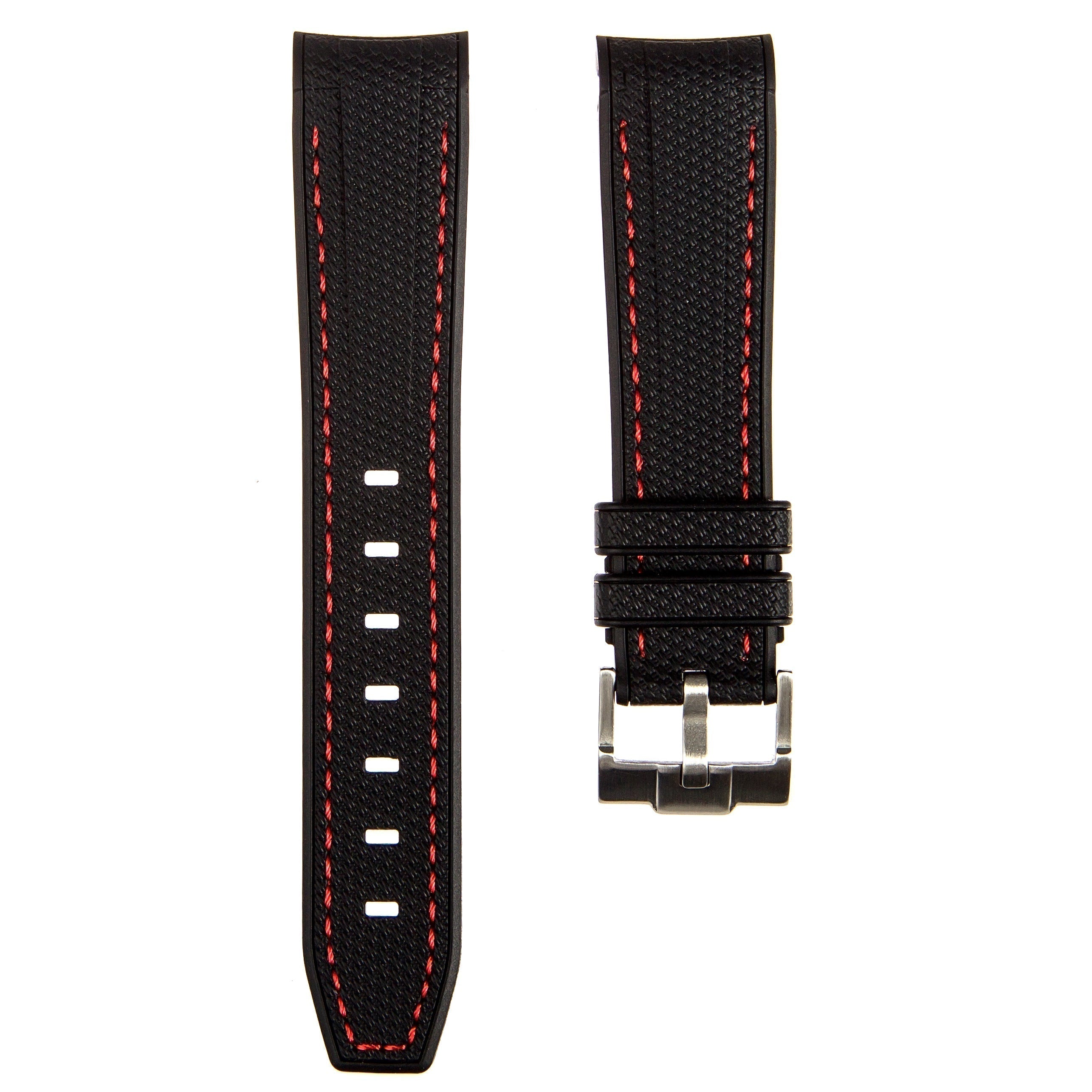 Stunning Orange Textured Curved End Rubber Watch Strap with White Stitch for Omega Seamaster Diver 300M (2405)