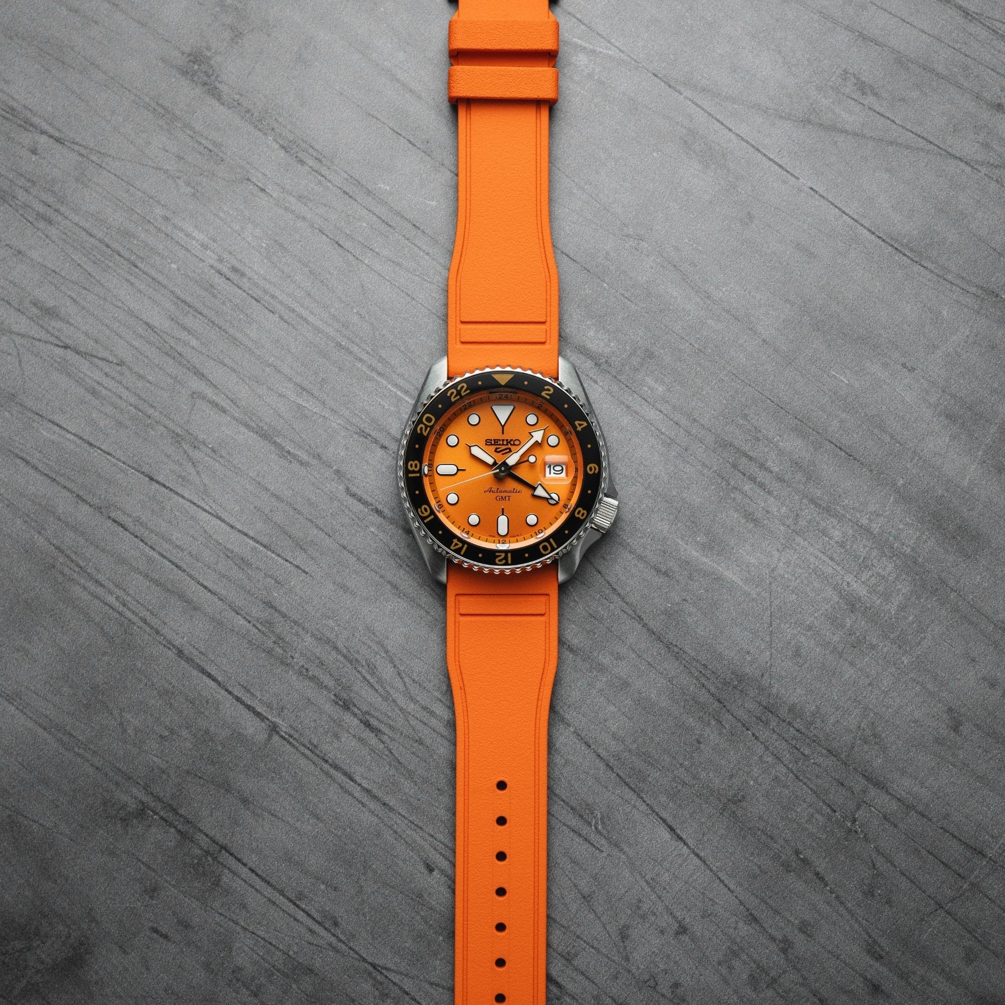 Skyward Premium FKM Rubber Watch Strap - Quick Release - Perfect Fit for IWC Big Pilot & More - Orange (2411)