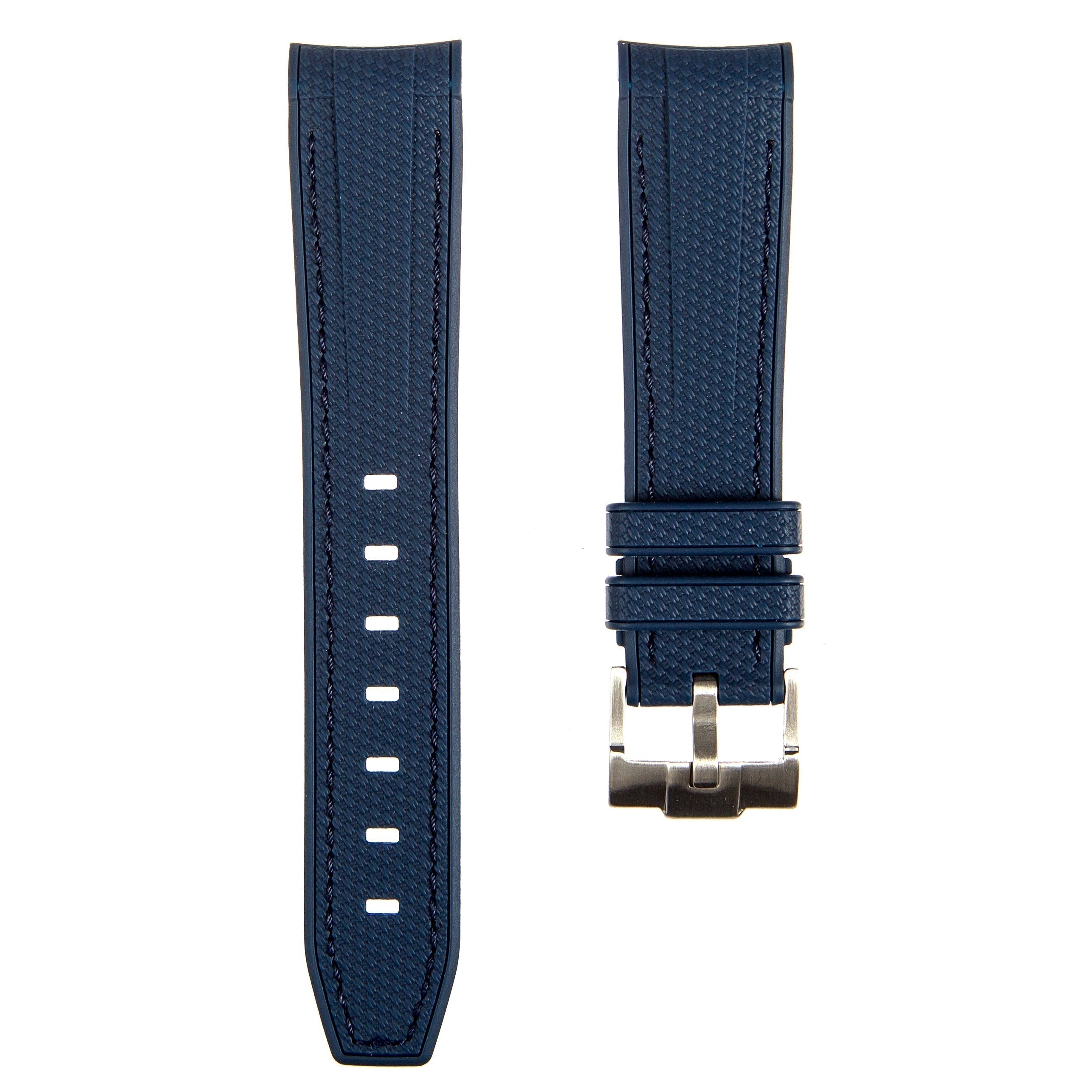 Stunning Orange Textured Curved End Rubber Watch Strap with White Stitch for Omega Seamaster Diver 300M (2405)