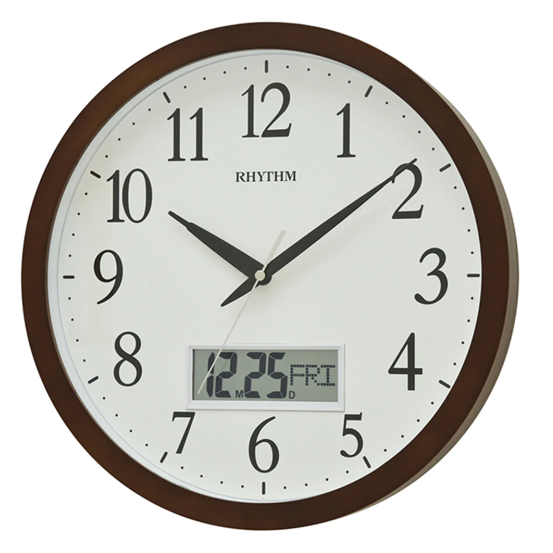 Rhythm Digital Analog Wooden Wall Clock CFG903NR06 - Exclusive for Singapore!