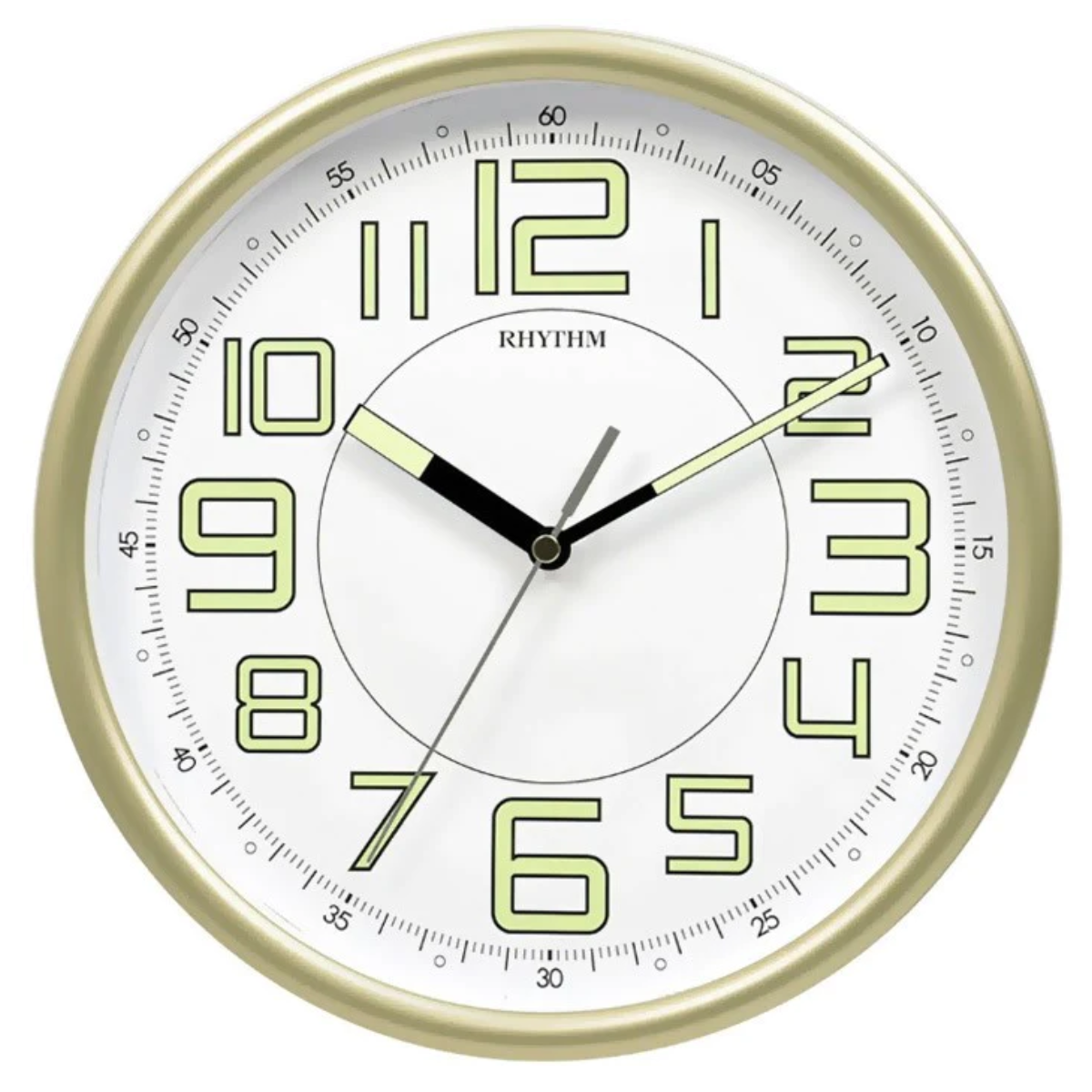 Rhythm CMG596NR18 Quartz Wall Clock - Silent, Luminous, Ideal for Singapore Homes
