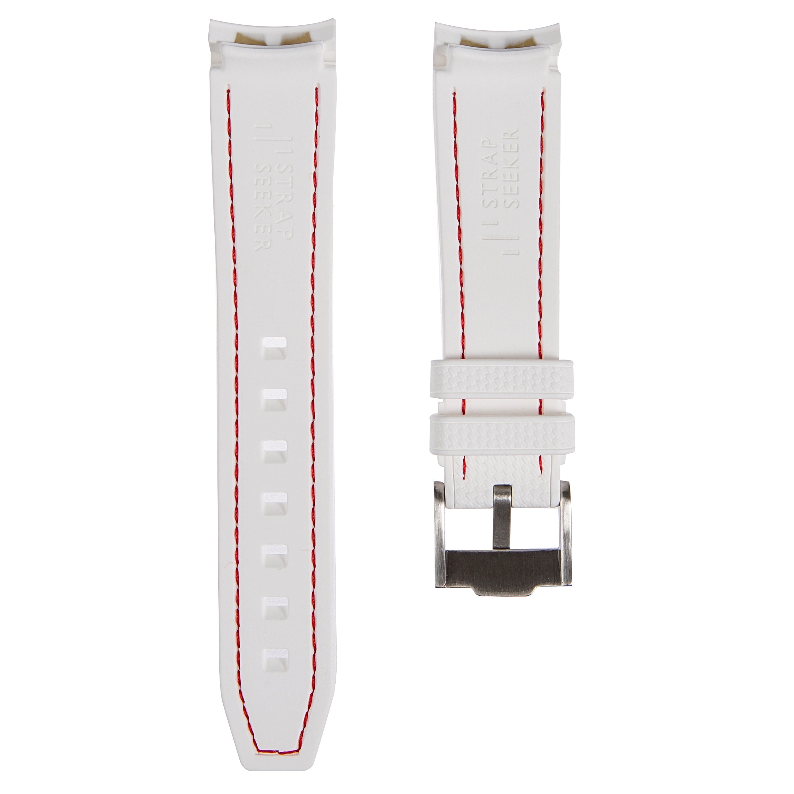 Stunning Orange Textured Curved End Rubber Watch Strap with White Stitch for Omega Seamaster Diver 300M (2405)