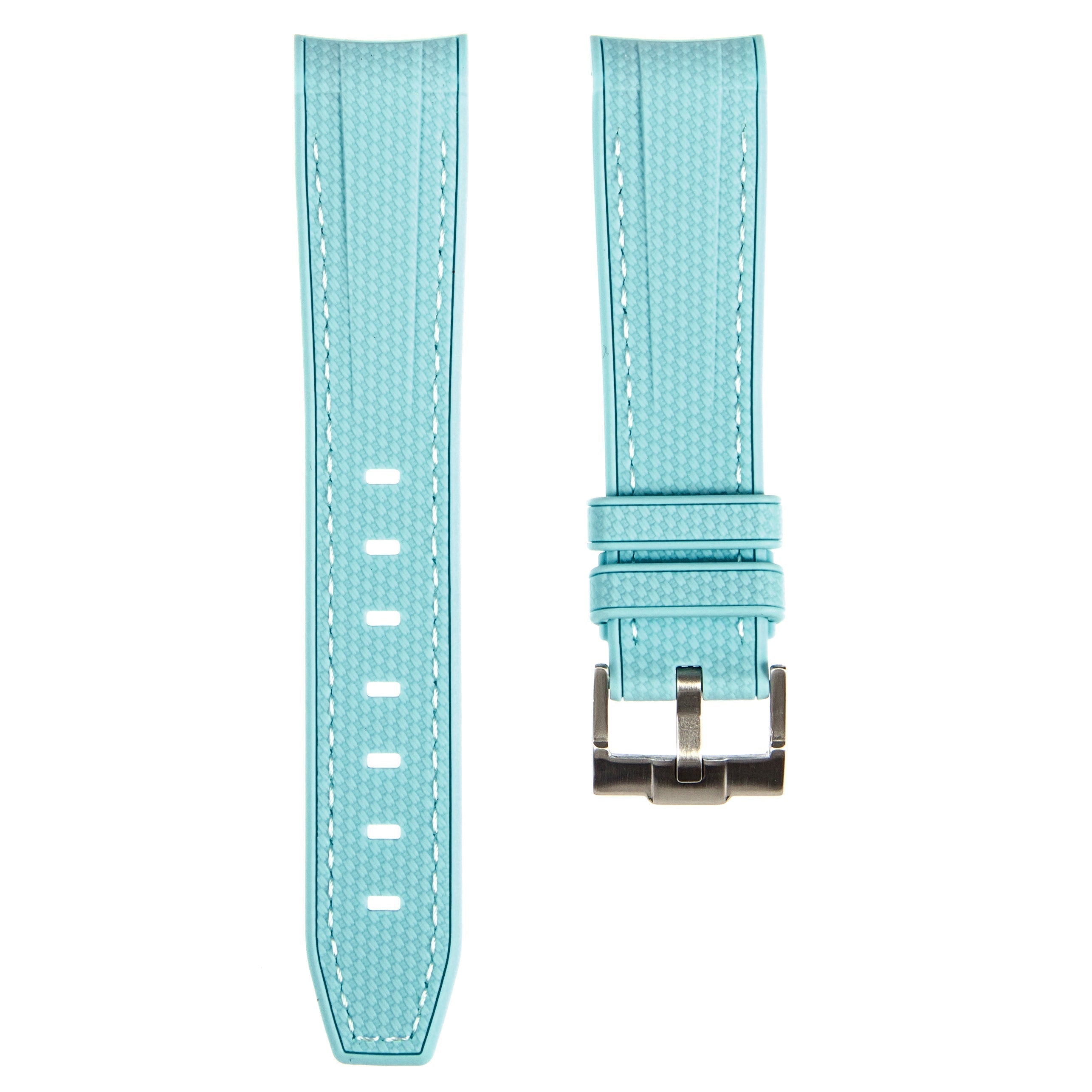 Stunning Orange Textured Curved End Rubber Watch Strap with White Stitch for Omega Seamaster Diver 300M (2405)