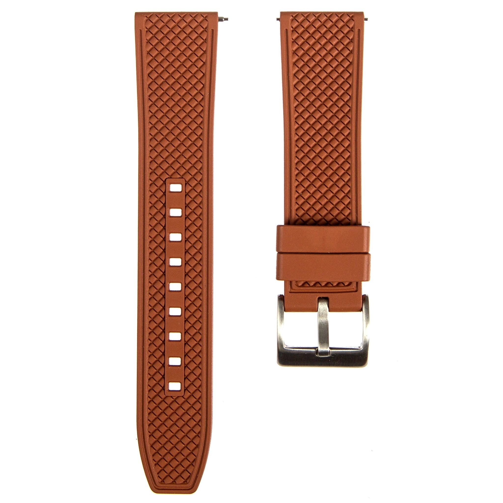 Orange Checkered Quick-Release Vulcanized FKM Rubber Watch Strap (2419)