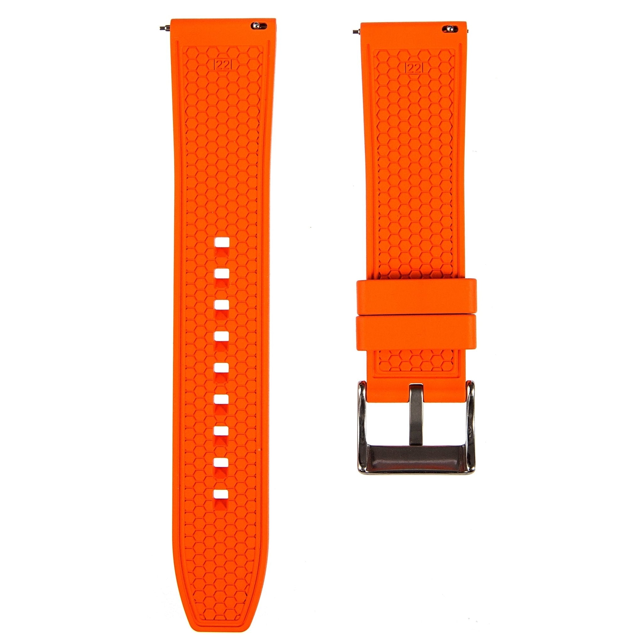 Orange Checkered Quick-Release Vulcanized FKM Rubber Watch Strap (2419)