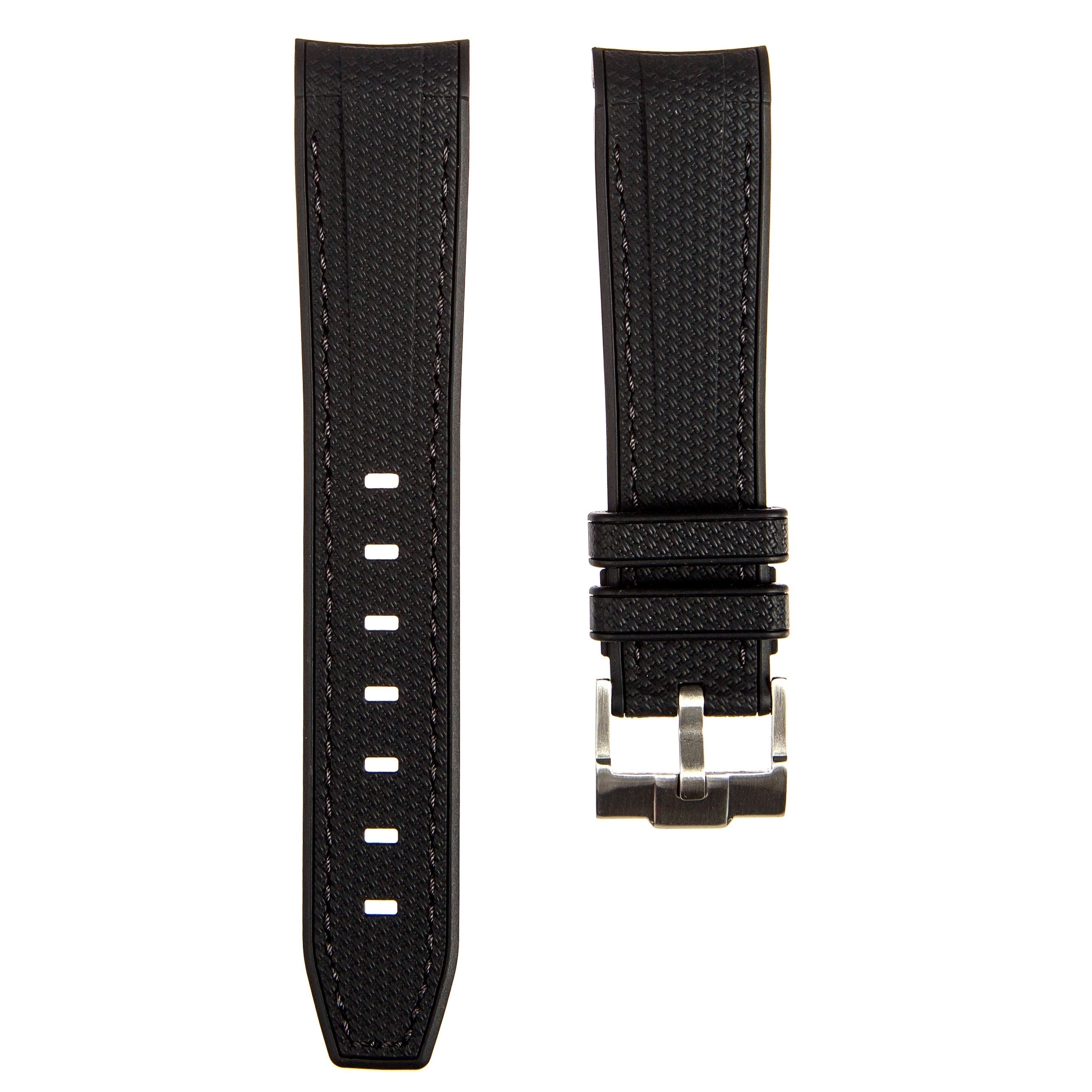 Stunning Orange Textured Curved End Rubber Watch Strap with White Stitch for Omega Seamaster Diver 300M (2405)