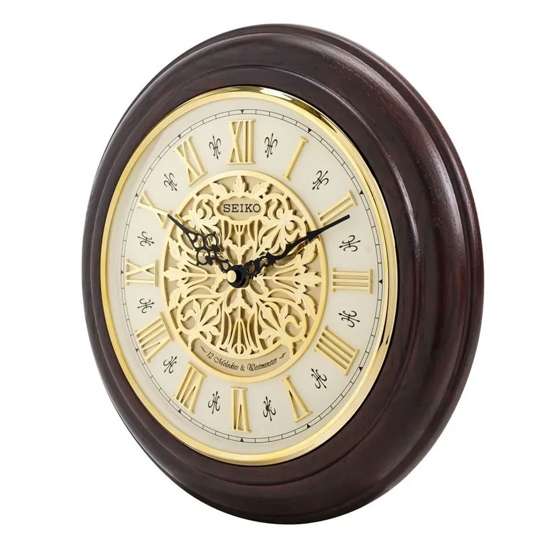 Seiko QXM342B Oak Wood Musical Wall Clock - A Stunning Decor Piece