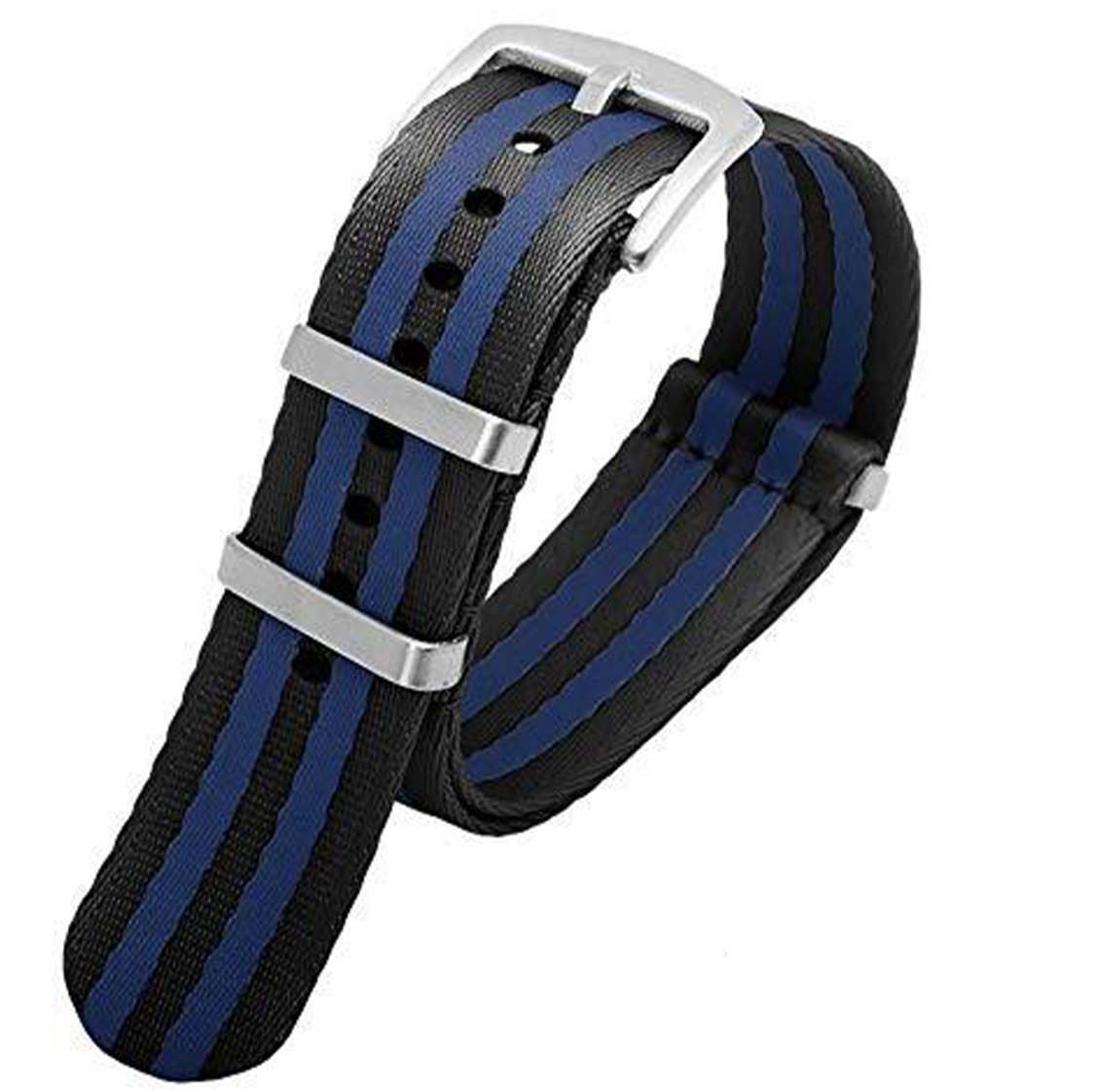Ballistic Nylon Seatbelt Watch Band - Stylish Grey with Red Stripe