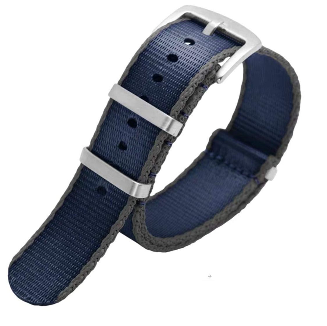 Ballistic Nylon Seatbelt Watch Band - Stylish Grey with Red Stripe