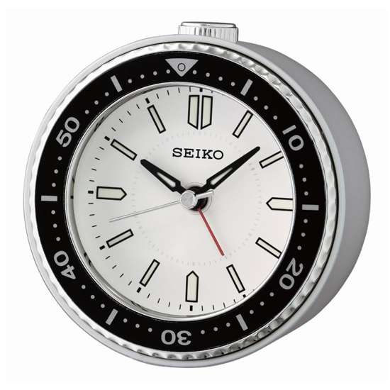 Seiko White Bezel Beside Bed Alarm Table Clock - QHE184J