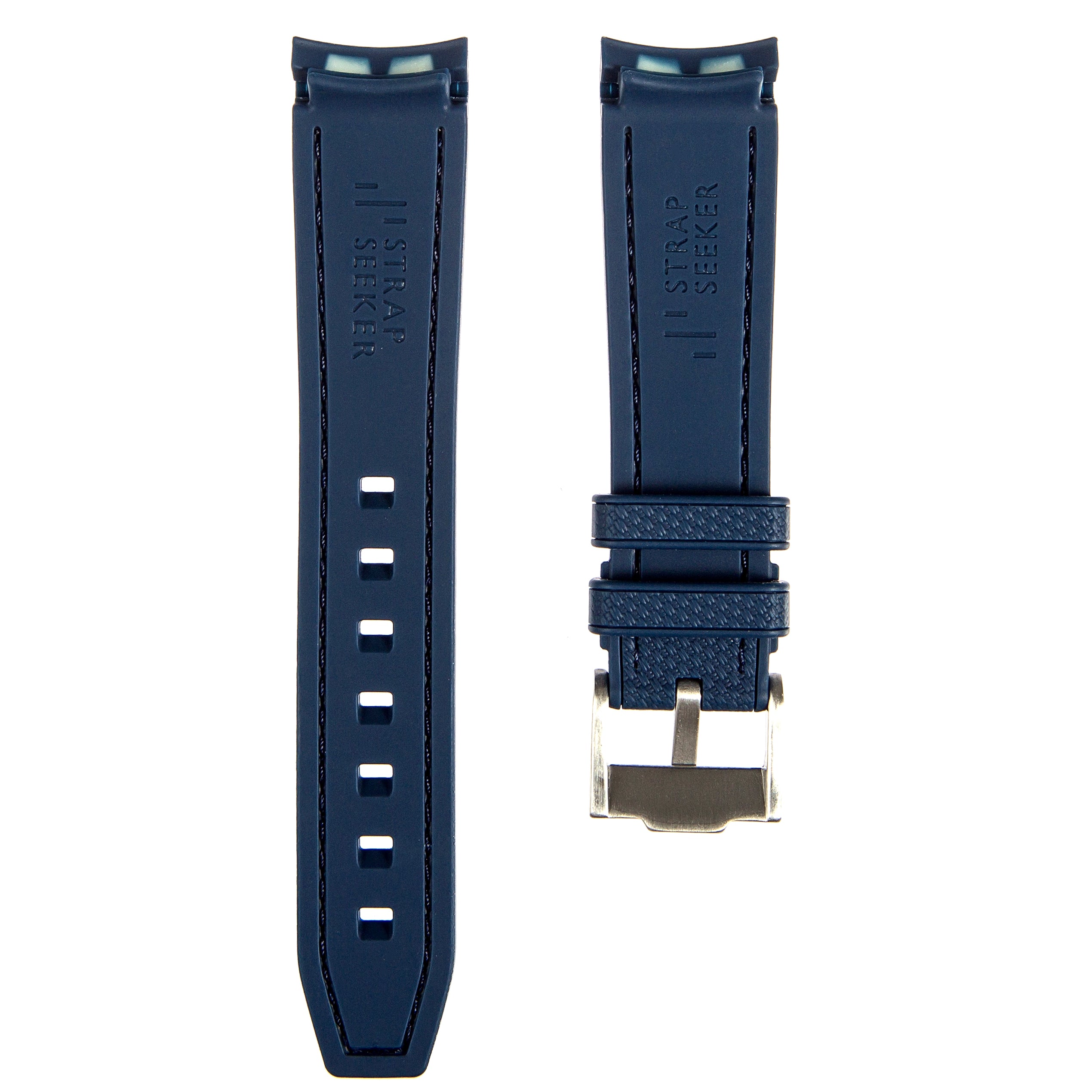 Stunning Orange Textured Curved End Rubber Watch Strap with White Stitch for Omega Seamaster Diver 300M (2405)