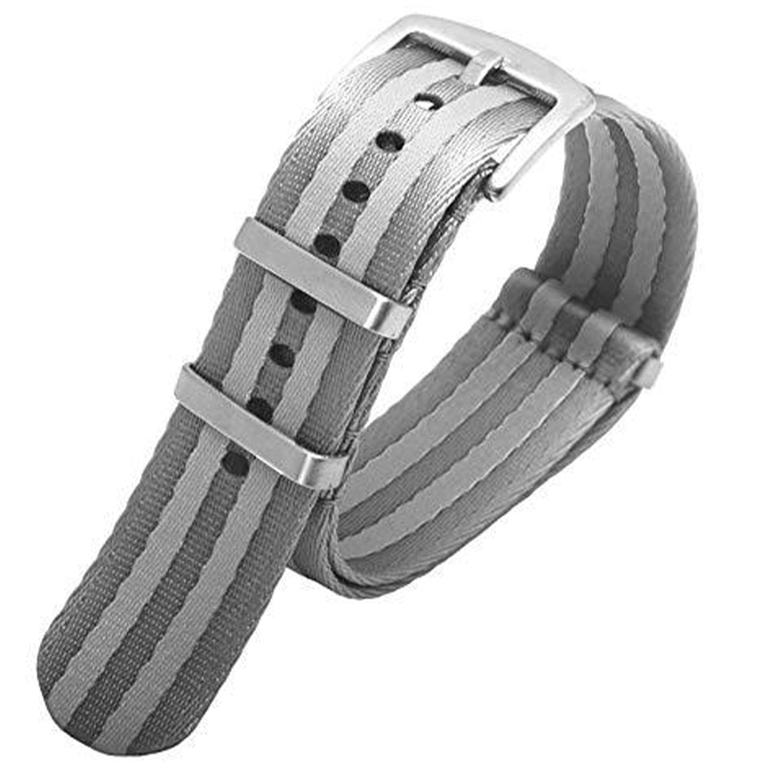 Ballistic Nylon Seatbelt Watch Band - Stylish Grey with Red Stripe