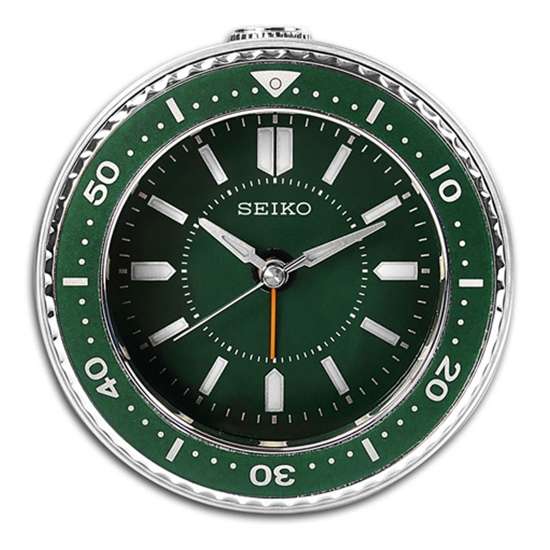 Seiko Green Bezel Bedside Alarm Table Clock QHE184M - Wake Up in Style!