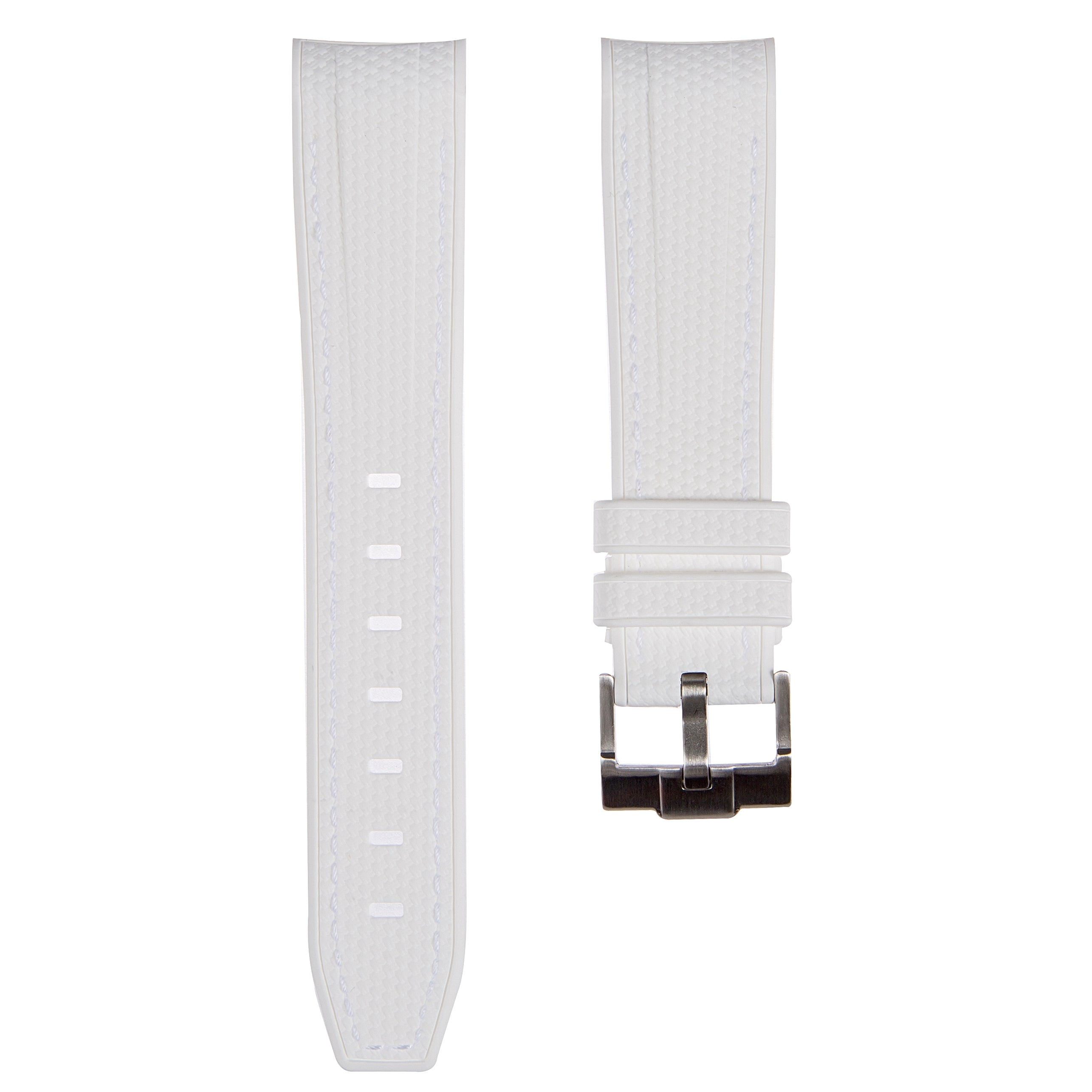 Stunning Orange Textured Curved End Rubber Watch Strap with White Stitch for Omega Seamaster Diver 300M (2405)