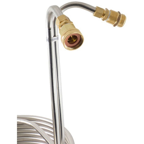 KegFactory 50 ft x 1/2 in Premium Stainless Steel Wort Chiller with Brass Fittings