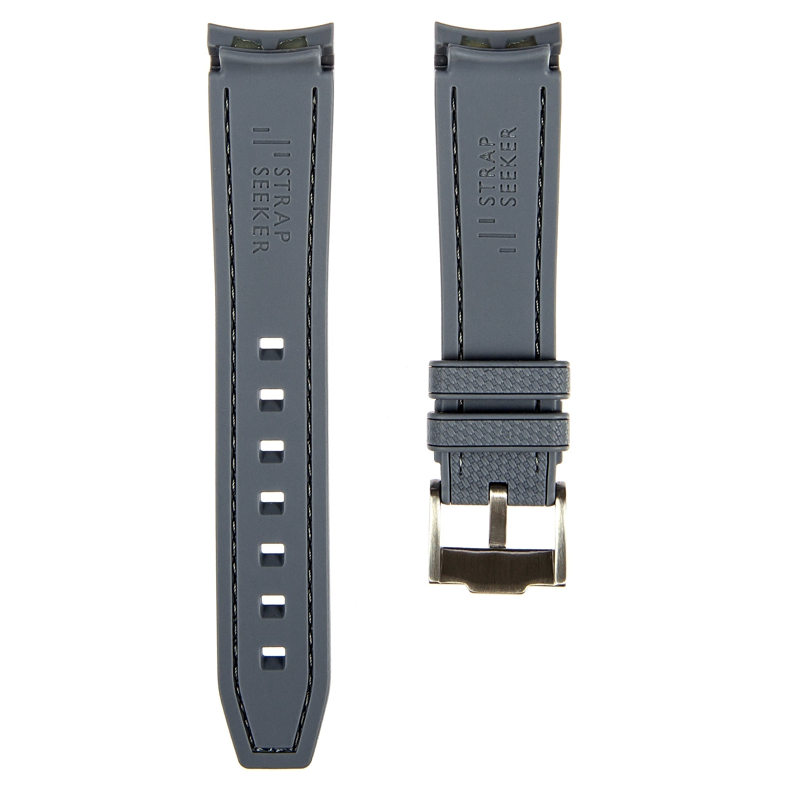 Stylish Textured Black Rubber Watch Strap with Red Stitch for Omega Seamaster Diver 300M (2405)