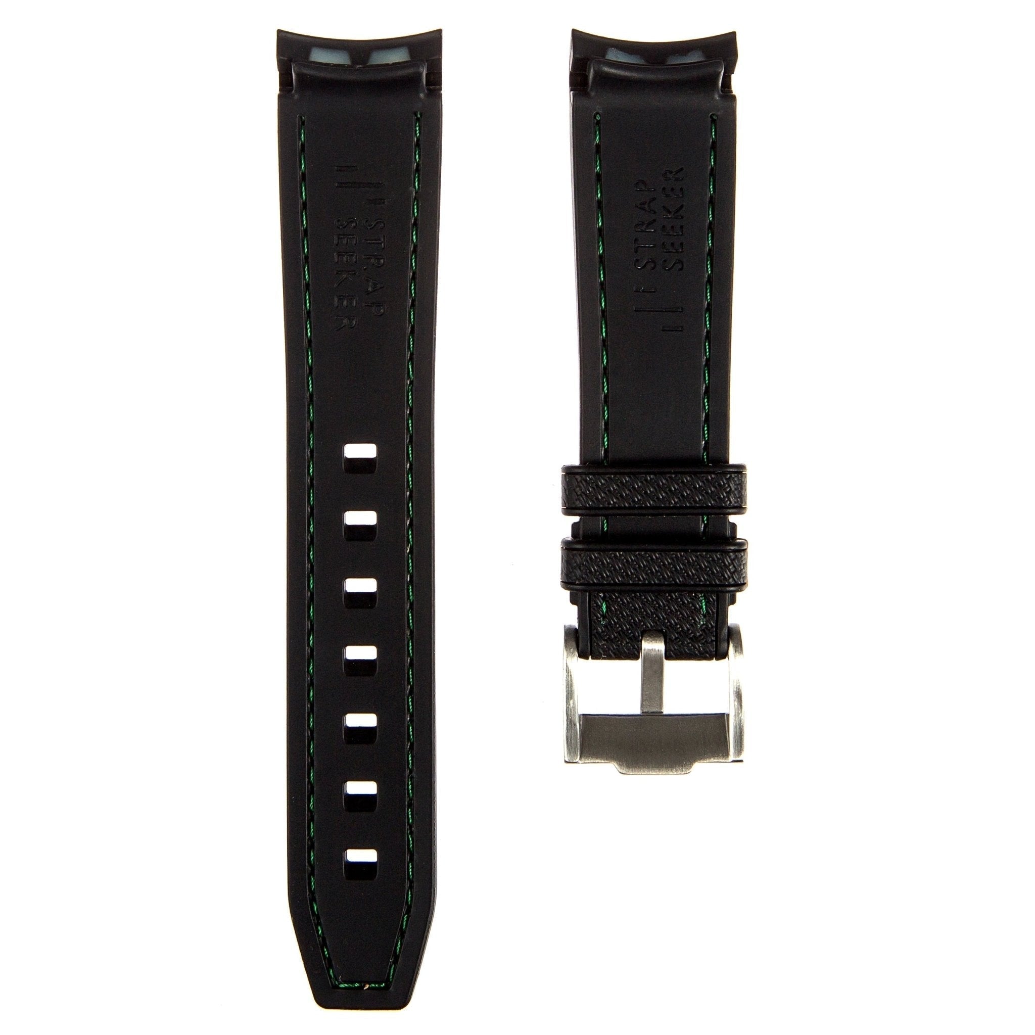 Stunning Orange Textured Curved End Rubber Watch Strap with White Stitch for Omega Seamaster Diver 300M (2405)