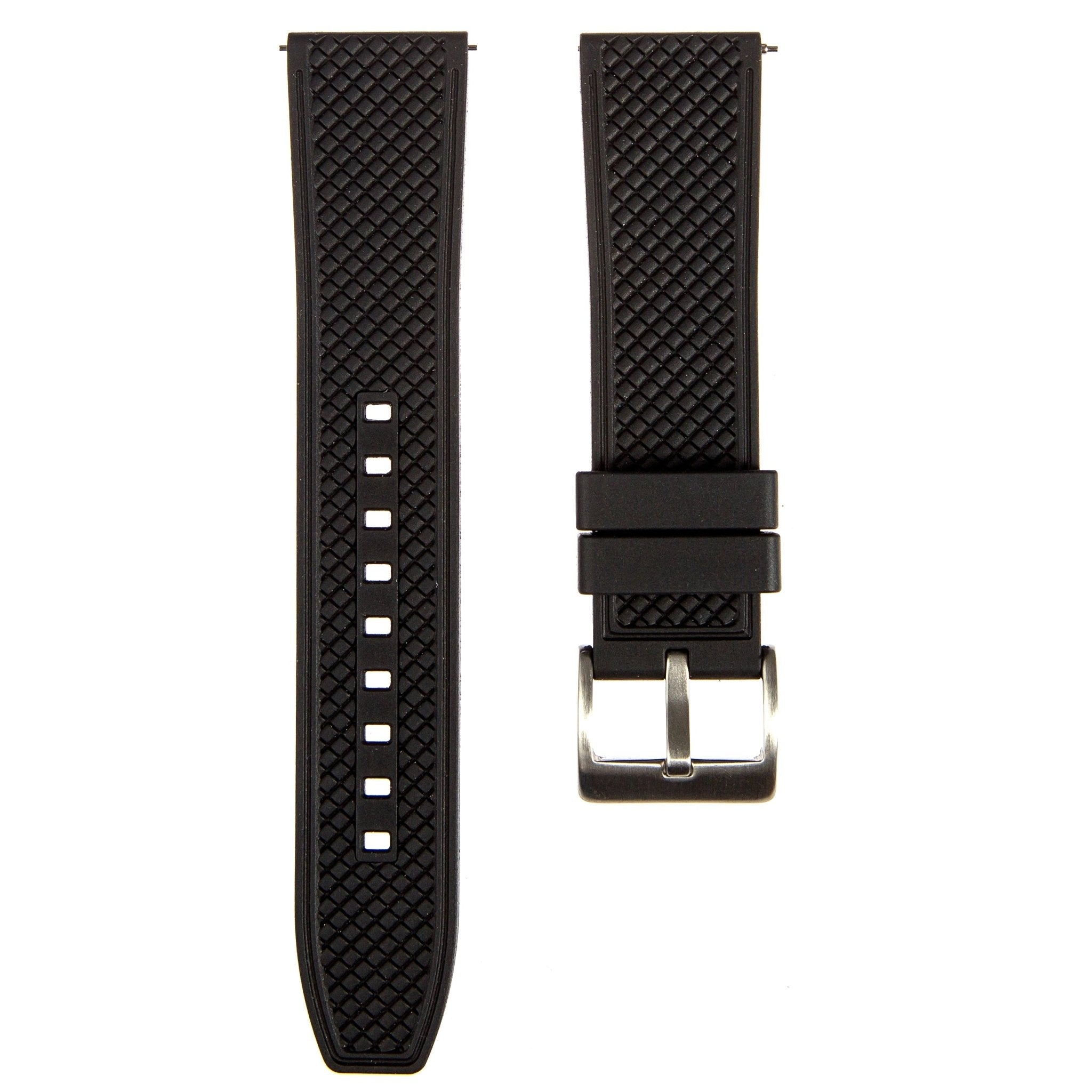 Orange Checkered Quick-Release Vulcanized FKM Rubber Watch Strap (2419)