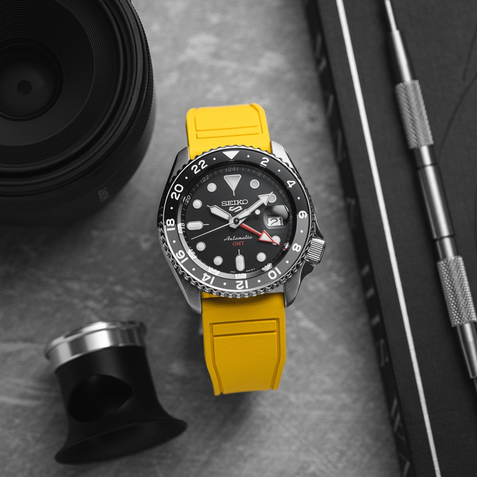 Skyward Premium FKM Rubber Watch Strap - Quick Release - Perfect Fit for IWC Big Pilot & More - Orange (2411)