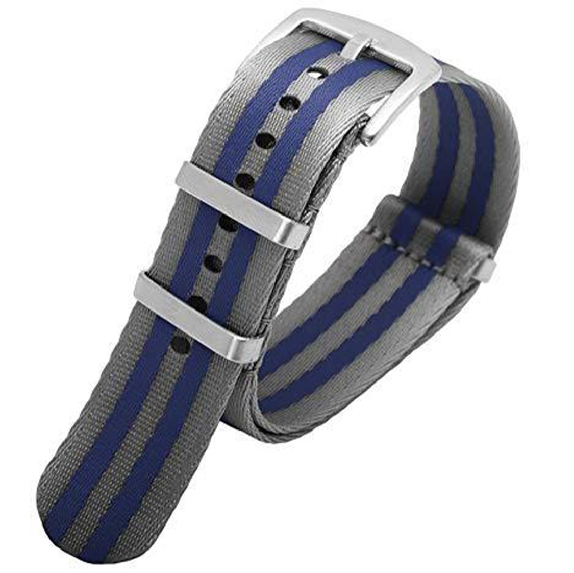 Ballistic Nylon Seatbelt Watch Band - Stylish Grey with Red Stripe