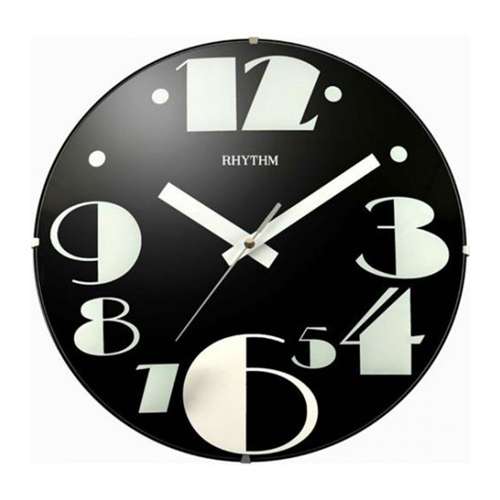 Stunning Rhythm Black Glass Analog Wall Clock CMG519NR71 (Singapore Only)