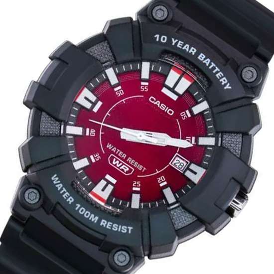 Casio Youth Red Dial Analog MW-610H-4A Sporty Watch - A Must-Have for Active Teens!