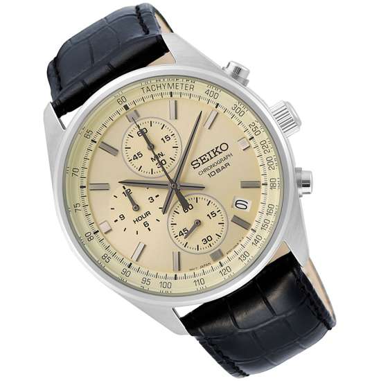 Seiko SSB383P1 Quartz Chronograph Leather Watch - A Must - Have for Men