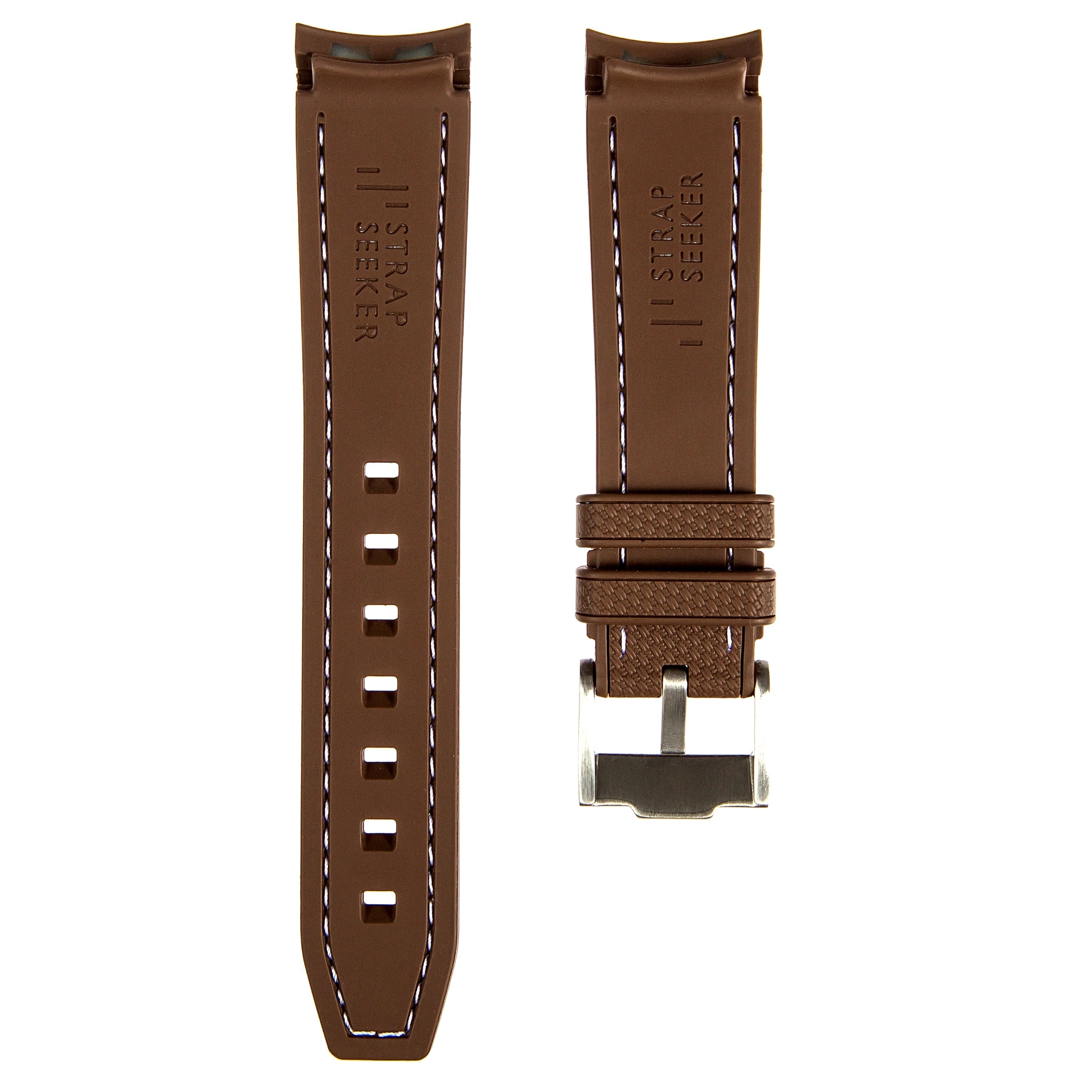 Stunning Orange Textured Curved End Rubber Watch Strap with White Stitch for Omega Seamaster Diver 300M (2405)