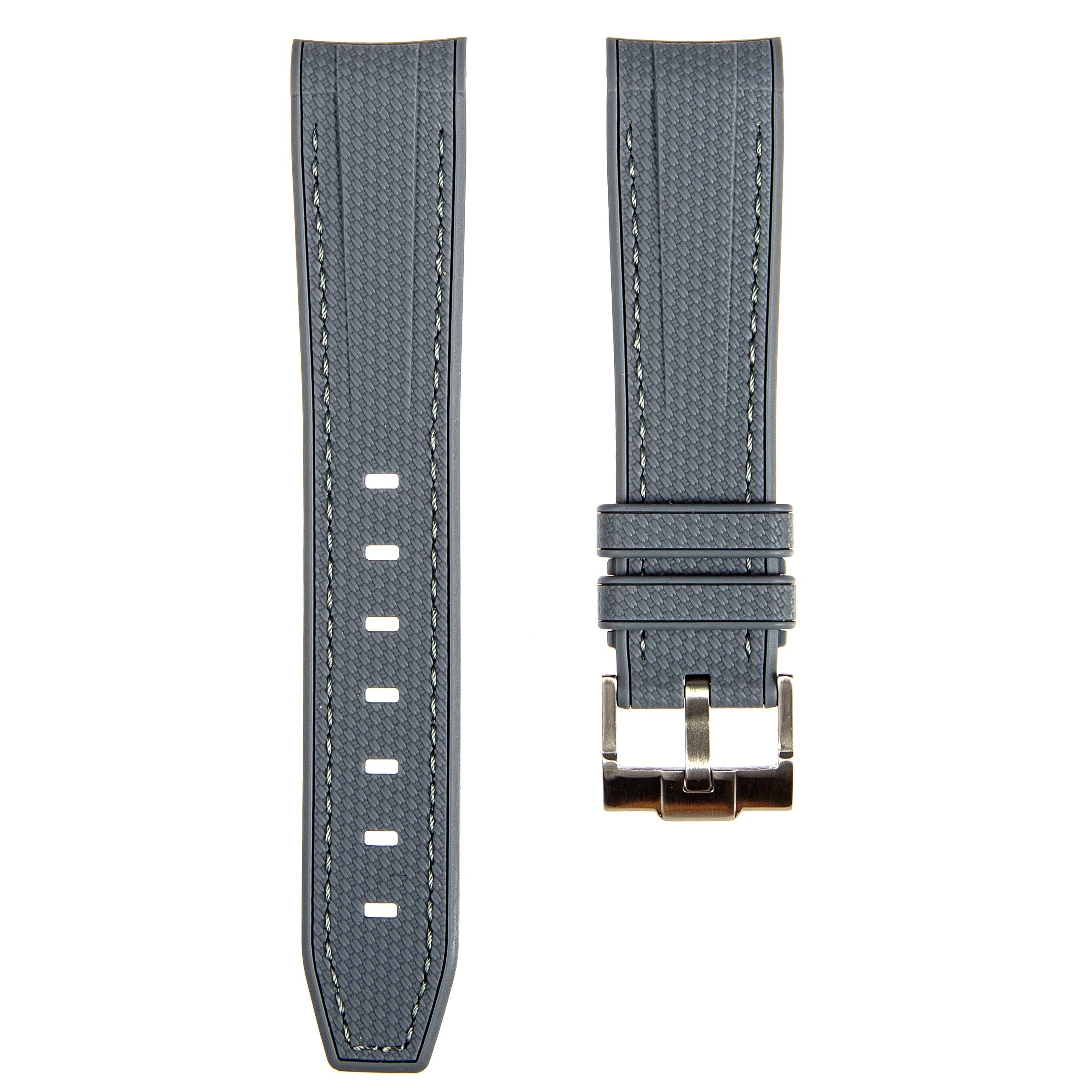 Stunning Orange Textured Curved End Rubber Watch Strap with White Stitch for Omega Seamaster Diver 300M (2405)