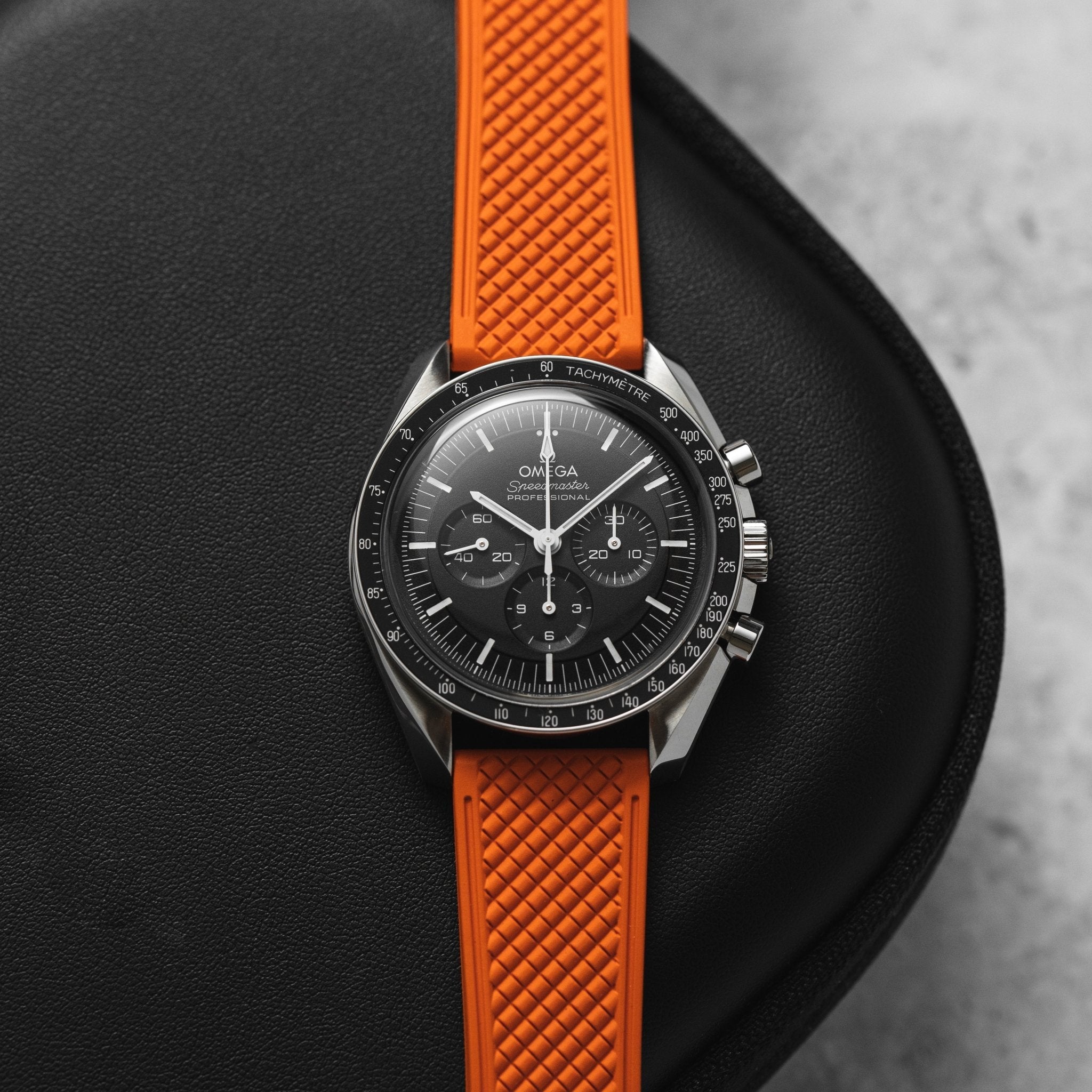 Orange Checkered Quick-Release Vulcanized FKM Rubber Watch Strap (2419)