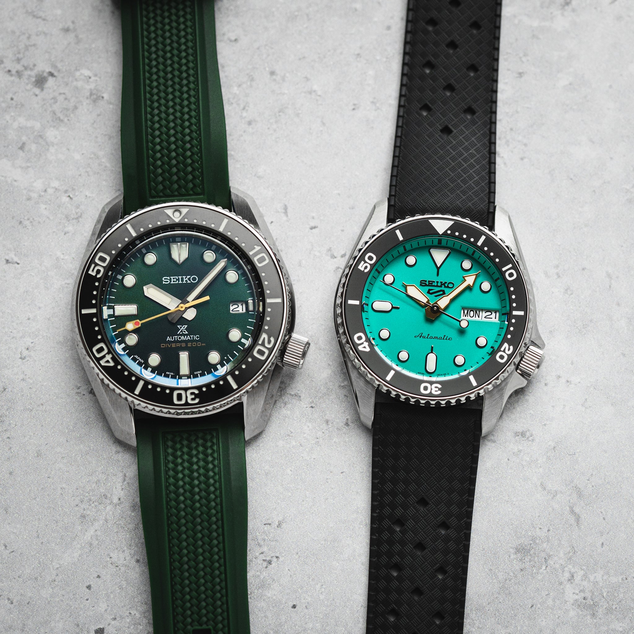 Calypso Style FKM Rubber Watch Strap - Quick-Release - Vibrant Green (2422)