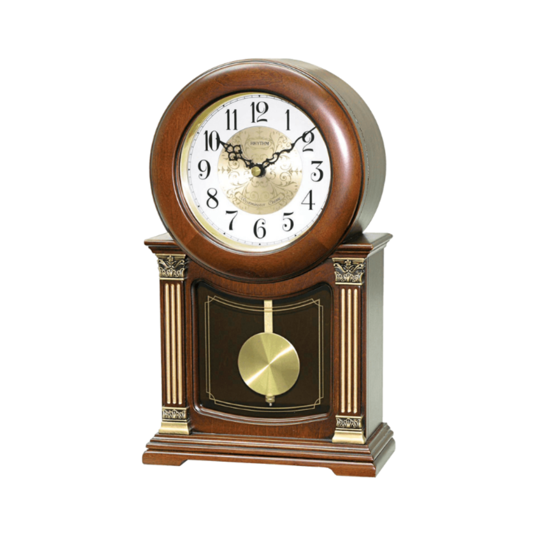 Rhythm CRJ722CR06 Exquisite Wooden Table Clock - Exclusive to Singapore