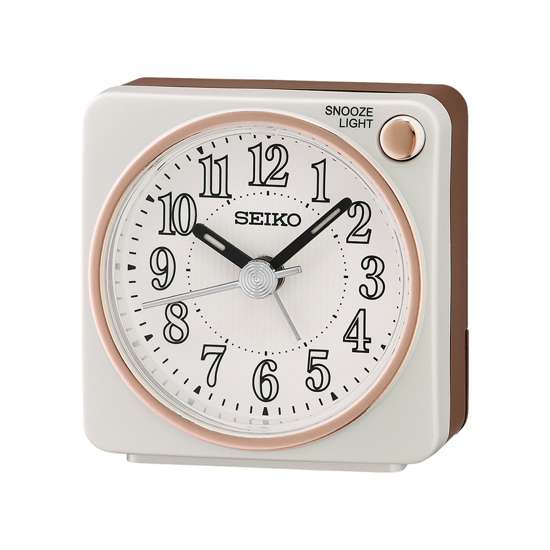 Seiko Pearlized White Bedside Alarm Clock - QHE185W, QHE185WN, QHE185-W
