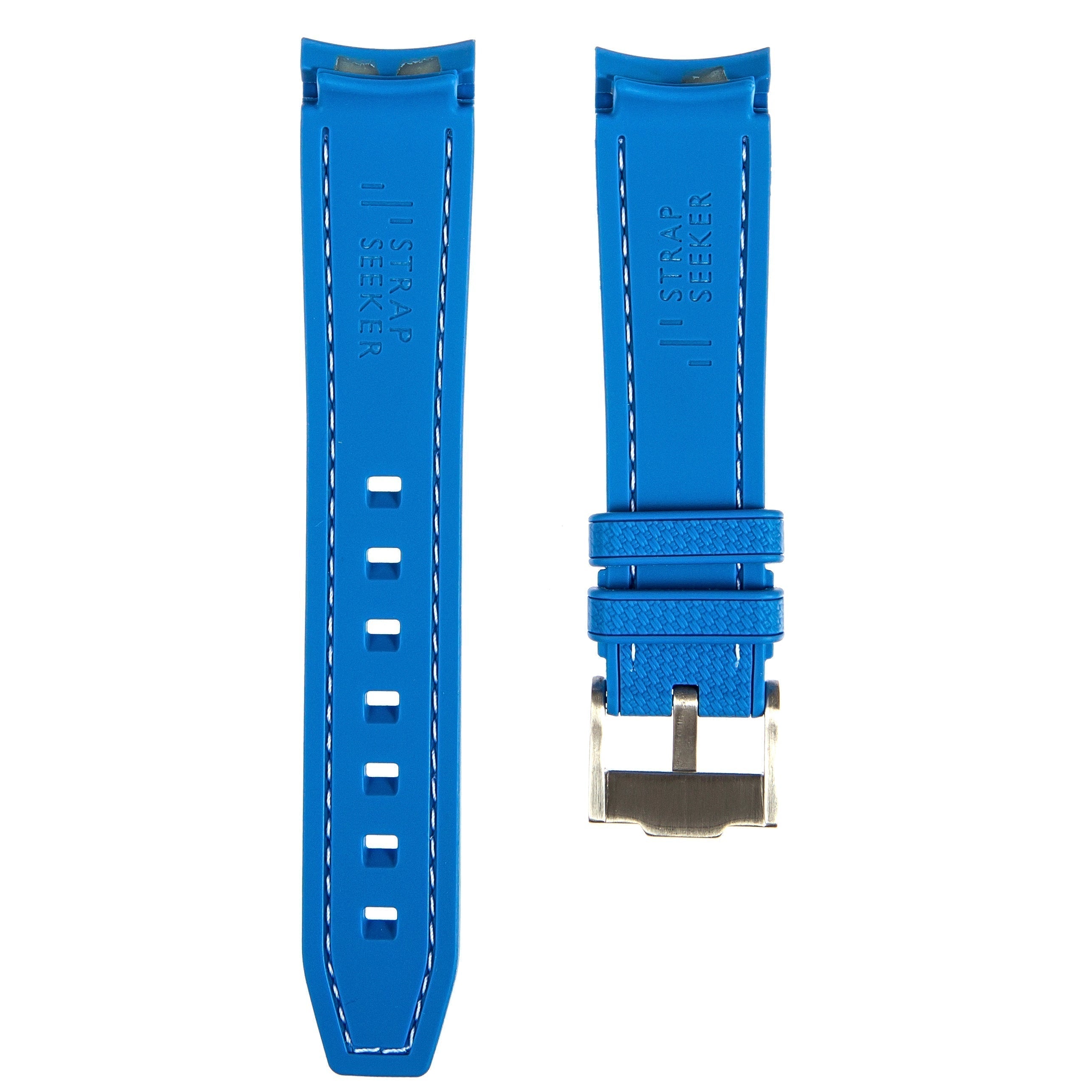 Stunning Orange Textured Curved End Rubber Watch Strap with White Stitch for Omega Seamaster Diver 300M (2405)