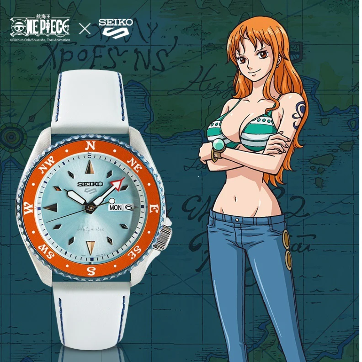 Seiko 5 Sports One Piece Nami Limited Edition Blue Dial Watch SRPF63K1 - A Collector's Gem