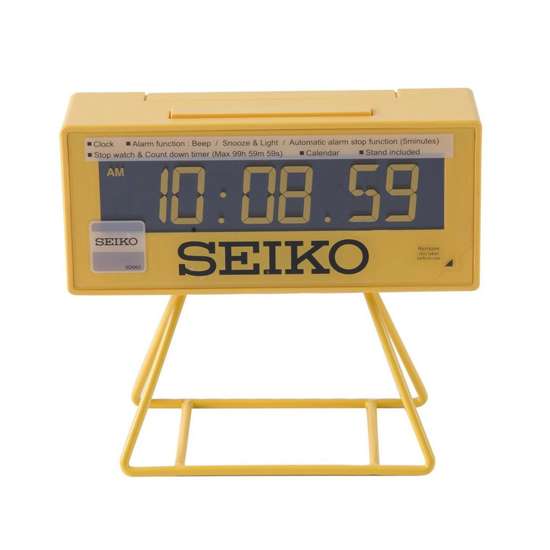 Seiko QHL073Y Sports Digital Yellow Clock with Stand - A Must - Have Timepiece!