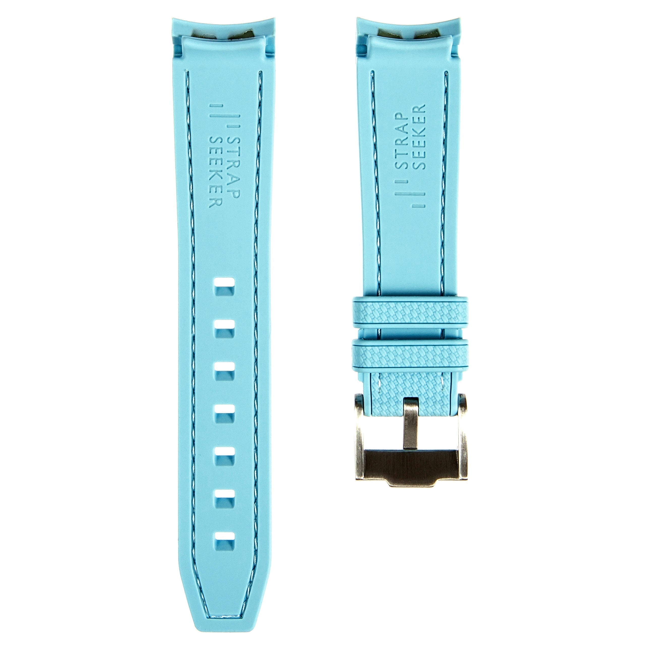 Stylish Textured Black Rubber Watch Strap with Red Stitch for Omega Seamaster Diver 300M (2405)