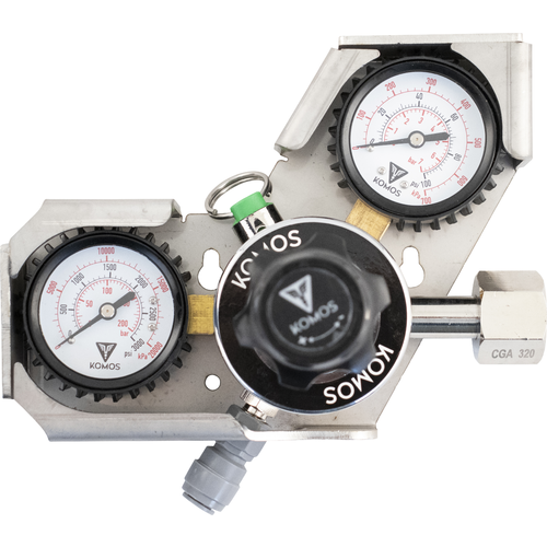 Komos® Premium CO2 Regulator Gauge Cage