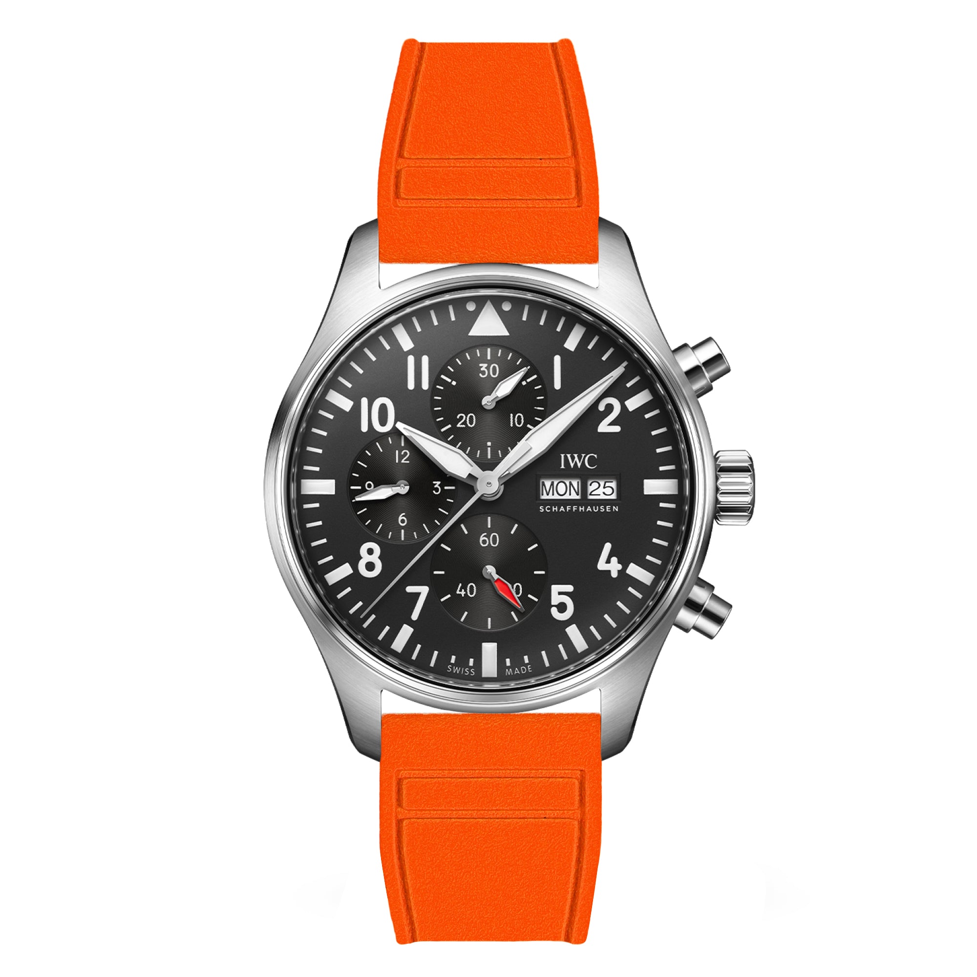 Skyward Premium FKM Rubber Watch Strap - Quick Release - Perfect Fit for IWC Big Pilot & More - Orange (2411)