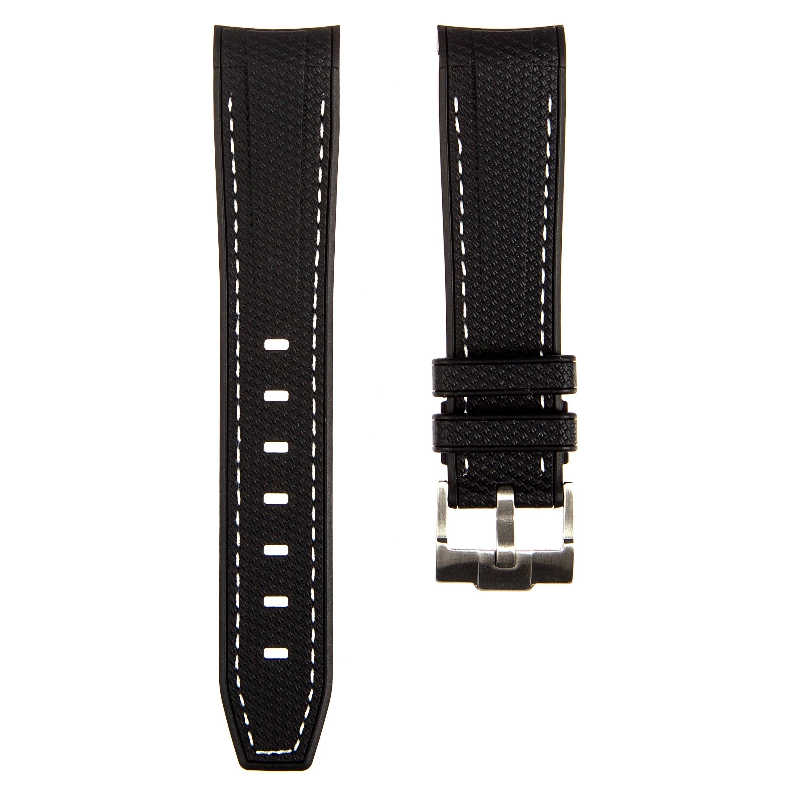 Stunning Orange Textured Curved End Rubber Watch Strap with White Stitch for Omega Seamaster Diver 300M (2405)