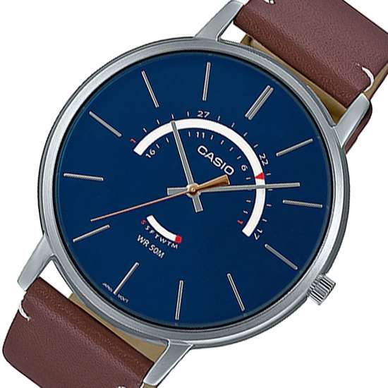 Casio Men's Leather Quartz Watch - MTP-B105L-2AV