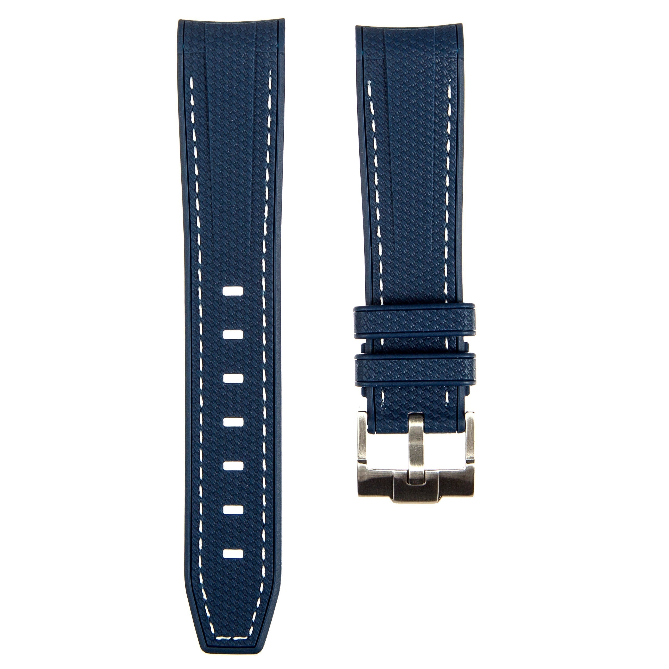 Stunning Orange Textured Curved End Rubber Watch Strap with White Stitch for Omega Seamaster Diver 300M (2405)