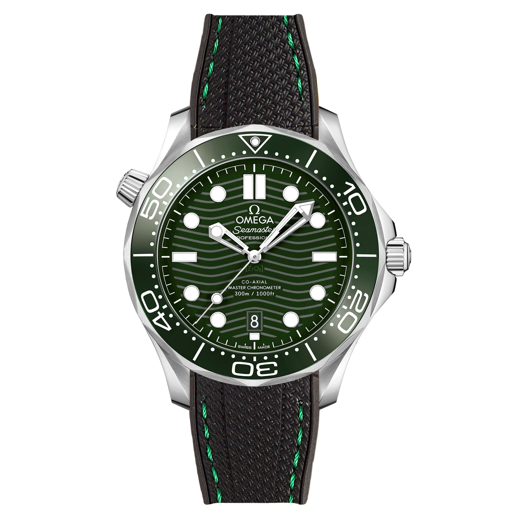 Black Textured Curved End Rubber Watch Strap for Omega Seamaster Diver 300M (2405) - Elevate Your Style!