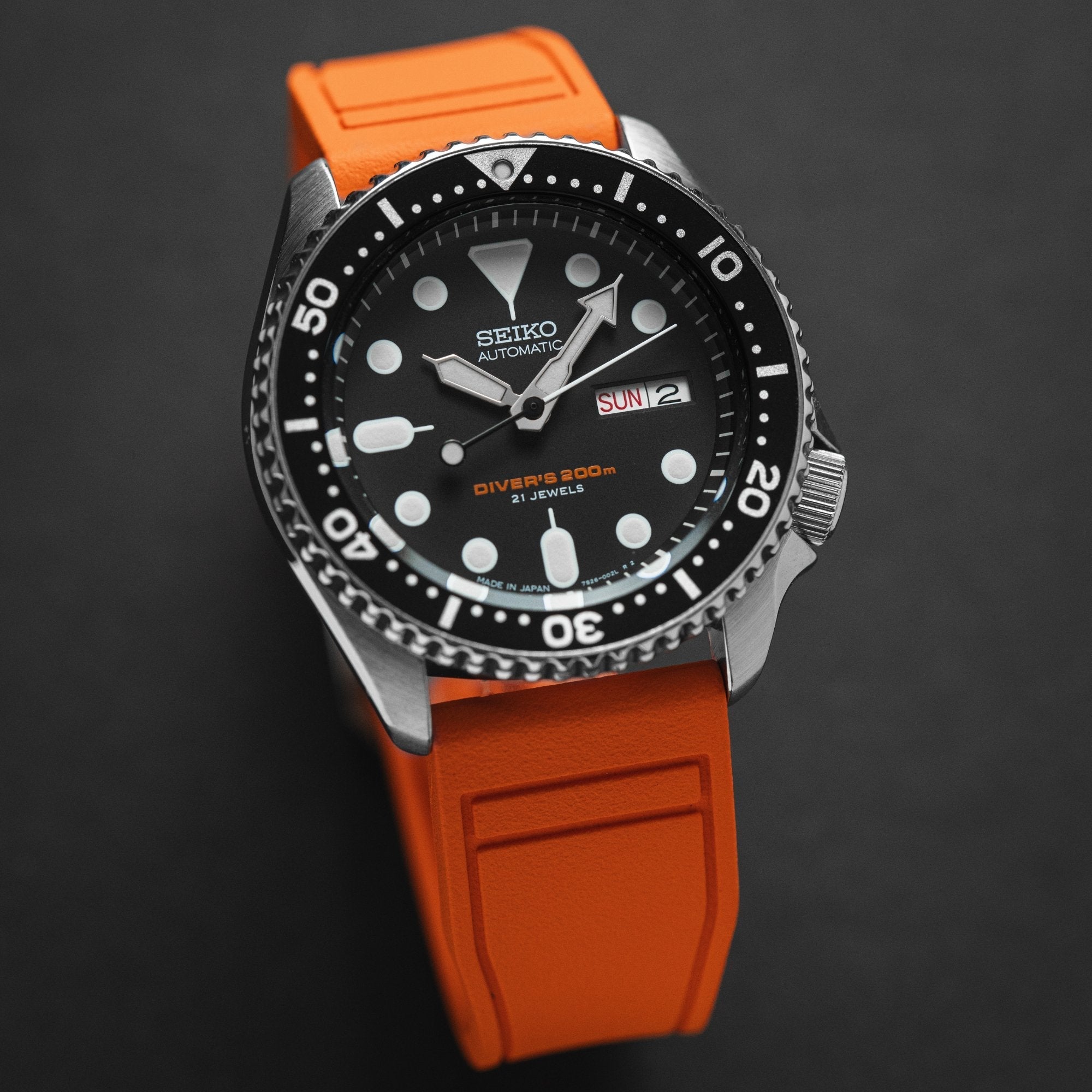 Skyward Premium FKM Rubber Watch Strap - Quick Release - Perfect Fit for IWC Big Pilot & More - Orange (2411)