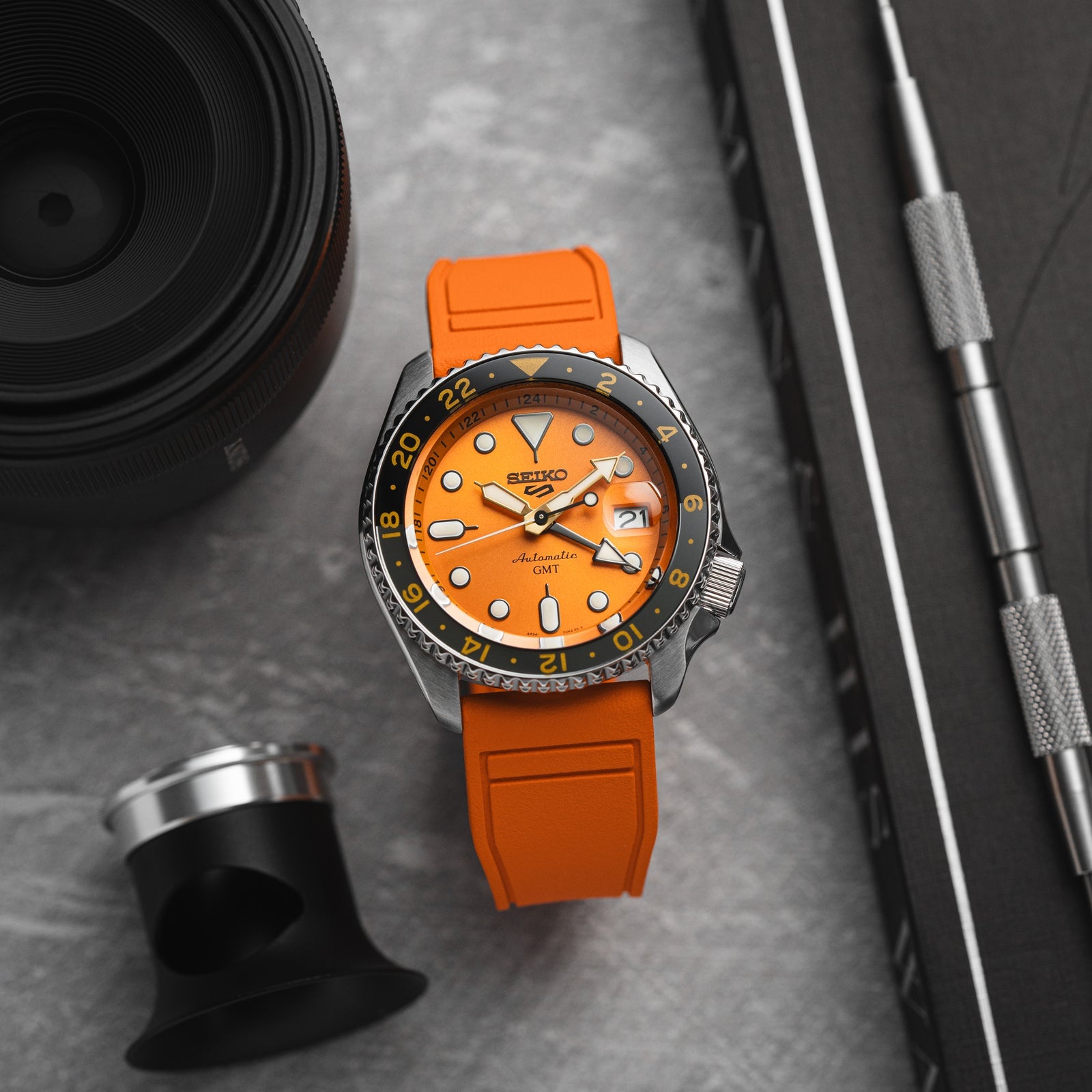 Skyward Premium FKM Rubber Watch Strap - Quick Release - Perfect Fit for IWC Big Pilot & More - Orange (2411)