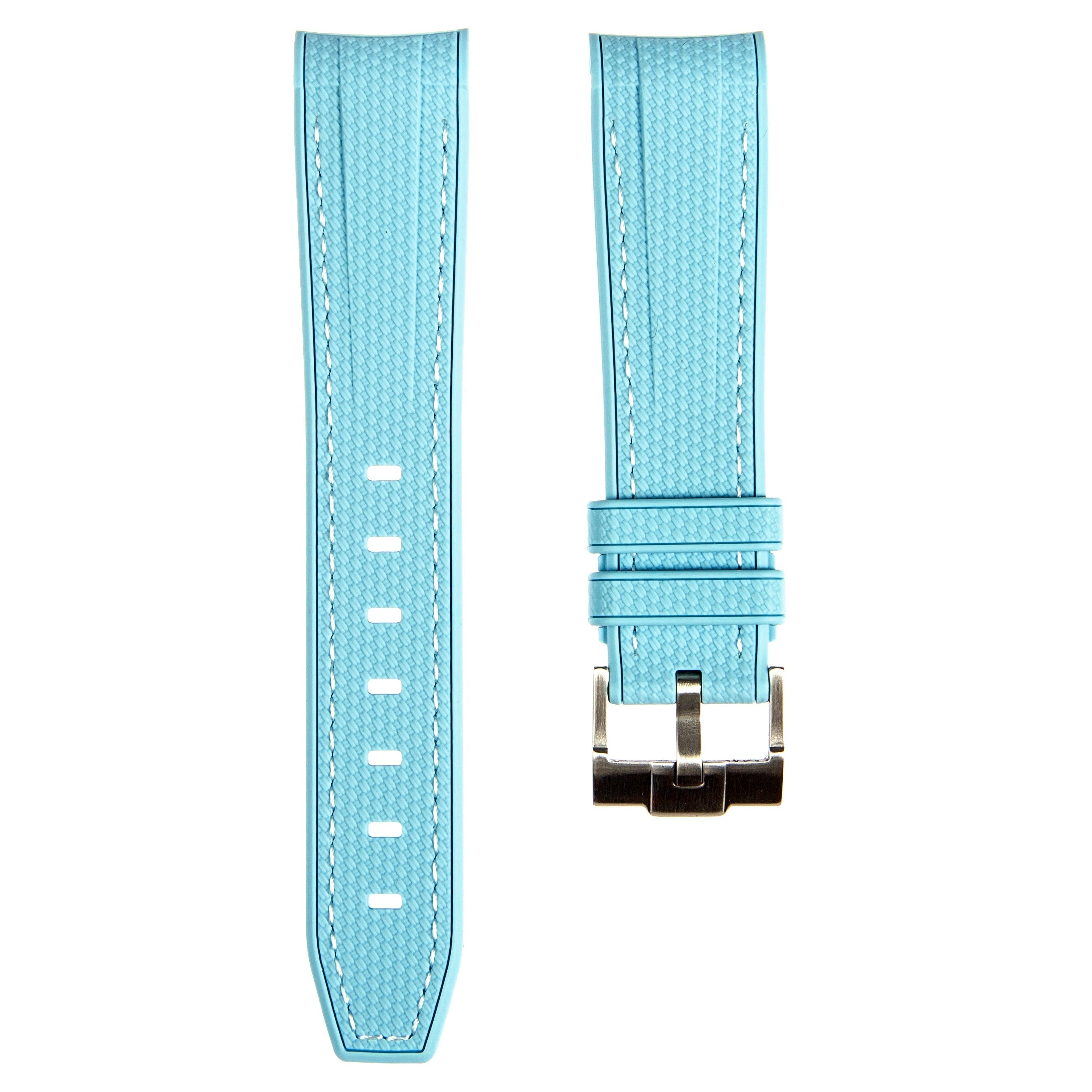 Stunning Orange Textured Curved End Rubber Watch Strap with White Stitch for Omega Seamaster Diver 300M (2405)