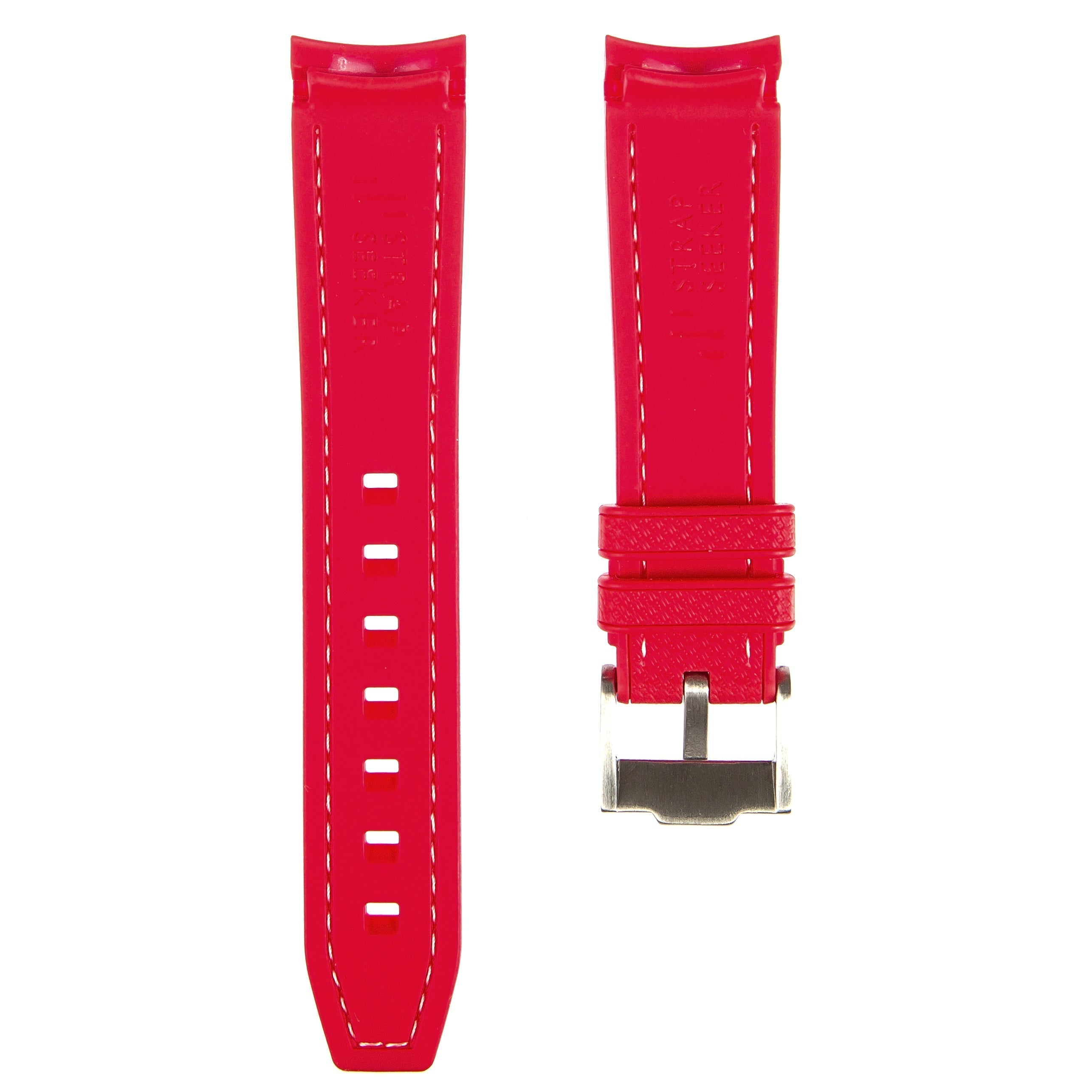 Stunning Orange Textured Curved End Rubber Watch Strap with White Stitch for Omega Seamaster Diver 300M (2405)