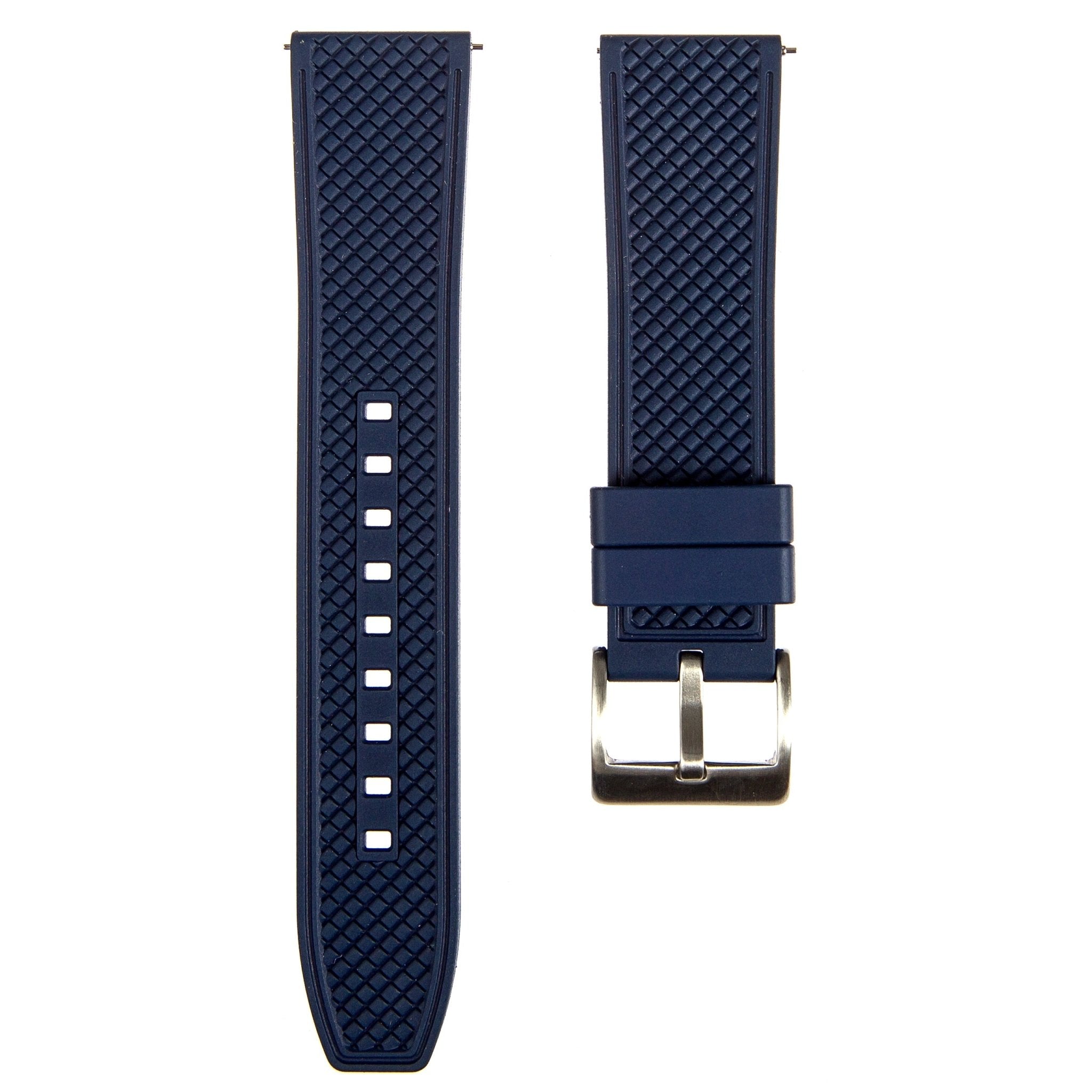 Orange Checkered Quick-Release Vulcanized FKM Rubber Watch Strap (2419)