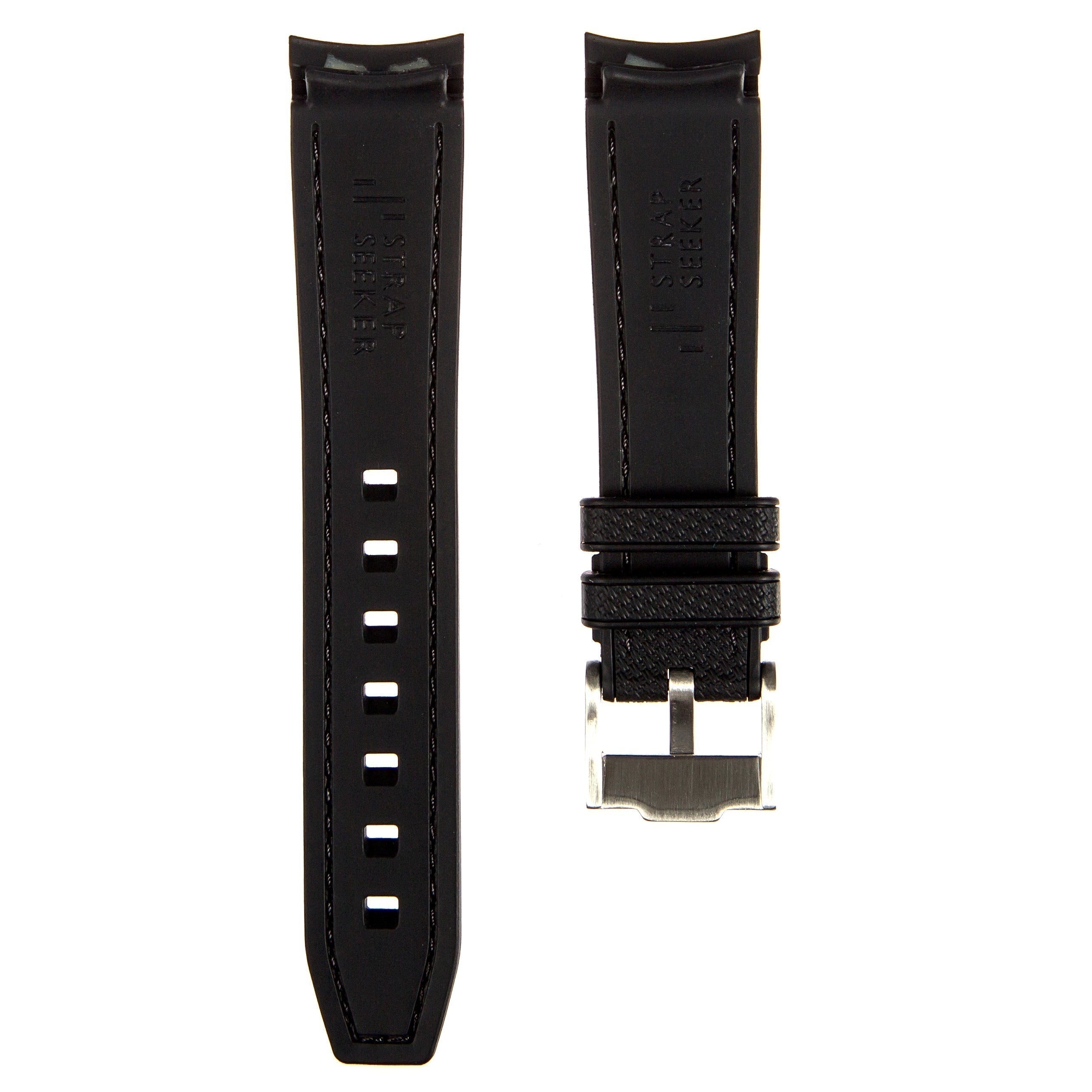 Stunning Orange Textured Curved End Rubber Watch Strap with White Stitch for Omega Seamaster Diver 300M (2405)